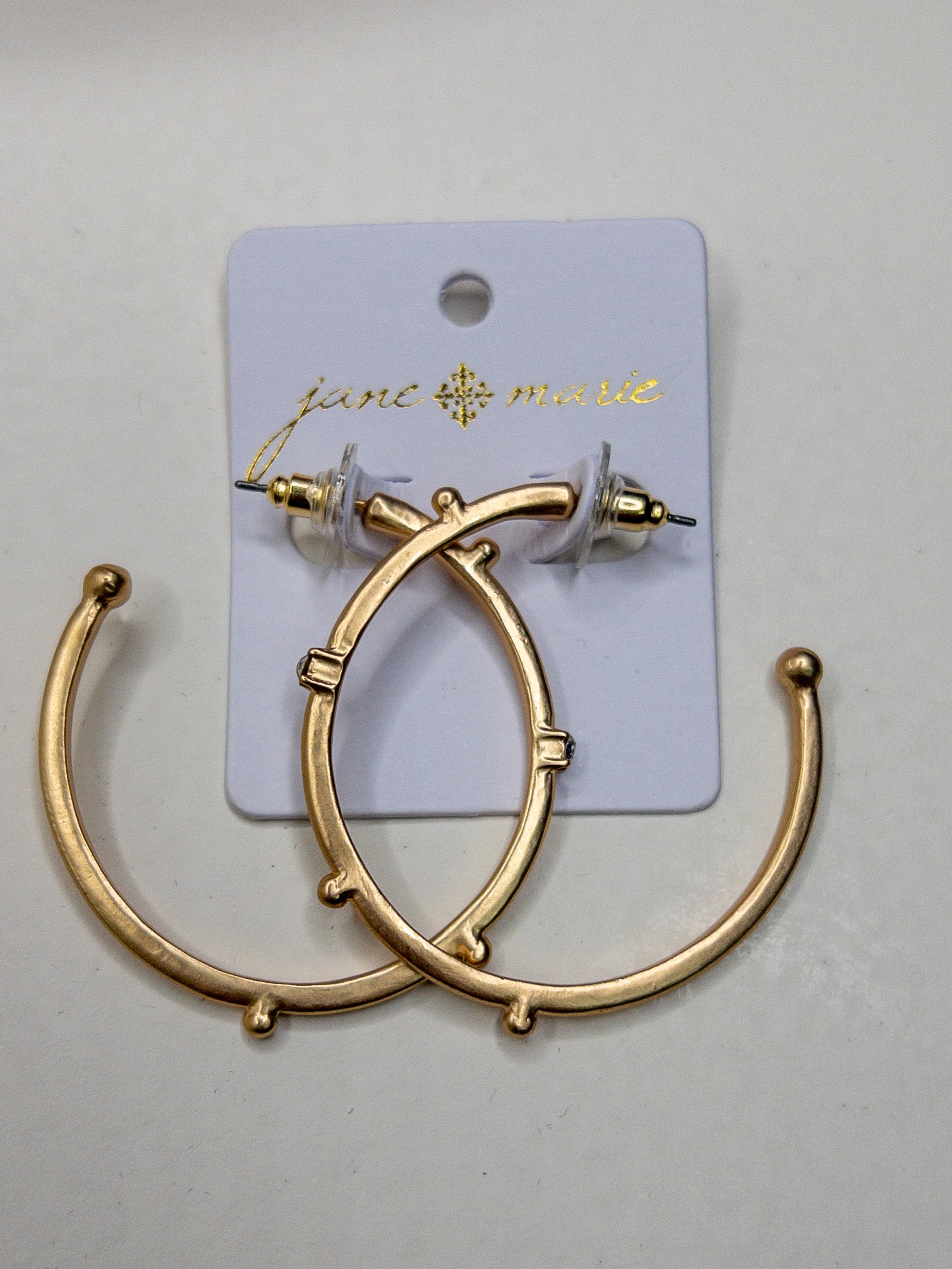 JANE MARIE GOLD HALF HOOP WITH CLEAR GEMS