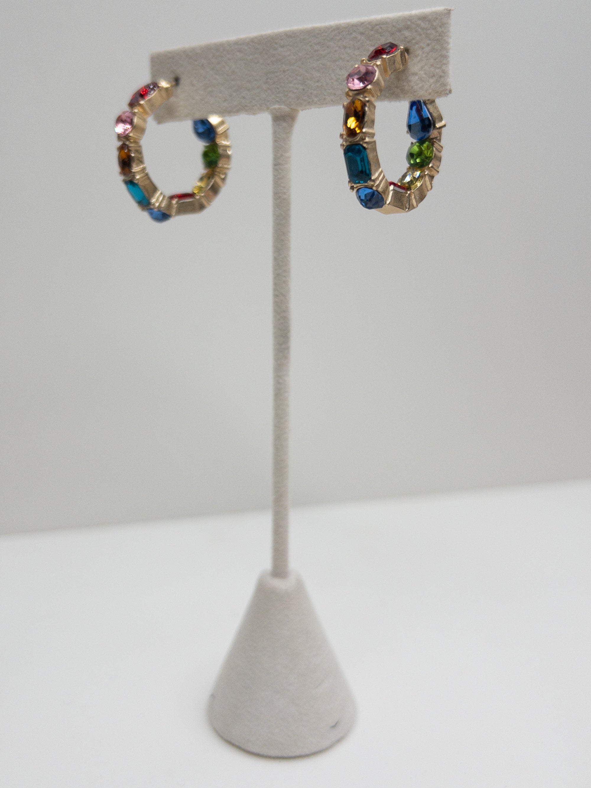 JANE MARIE COLORFUL MULTI GEM HOOPS