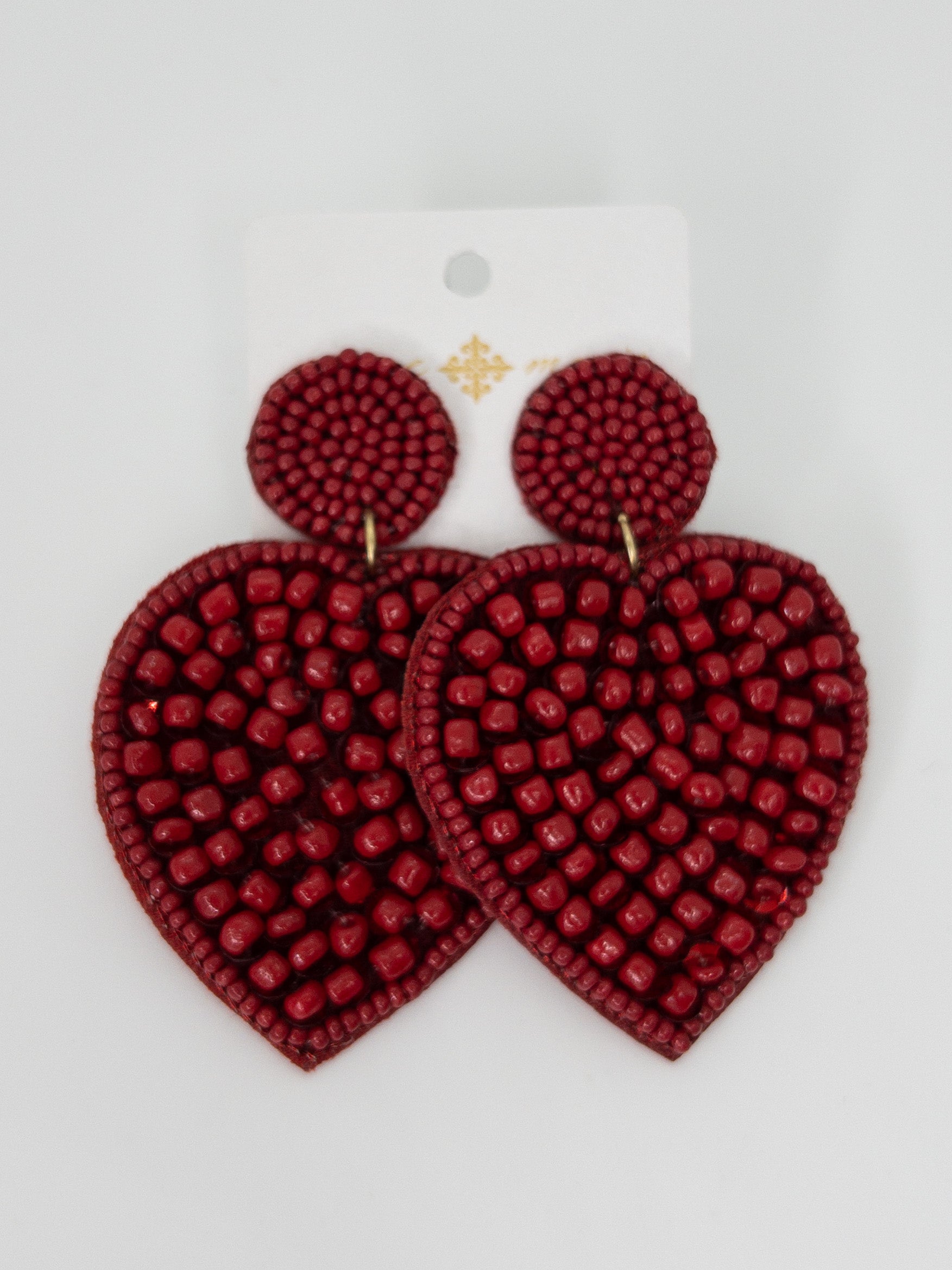 POST BEADED RED HEART