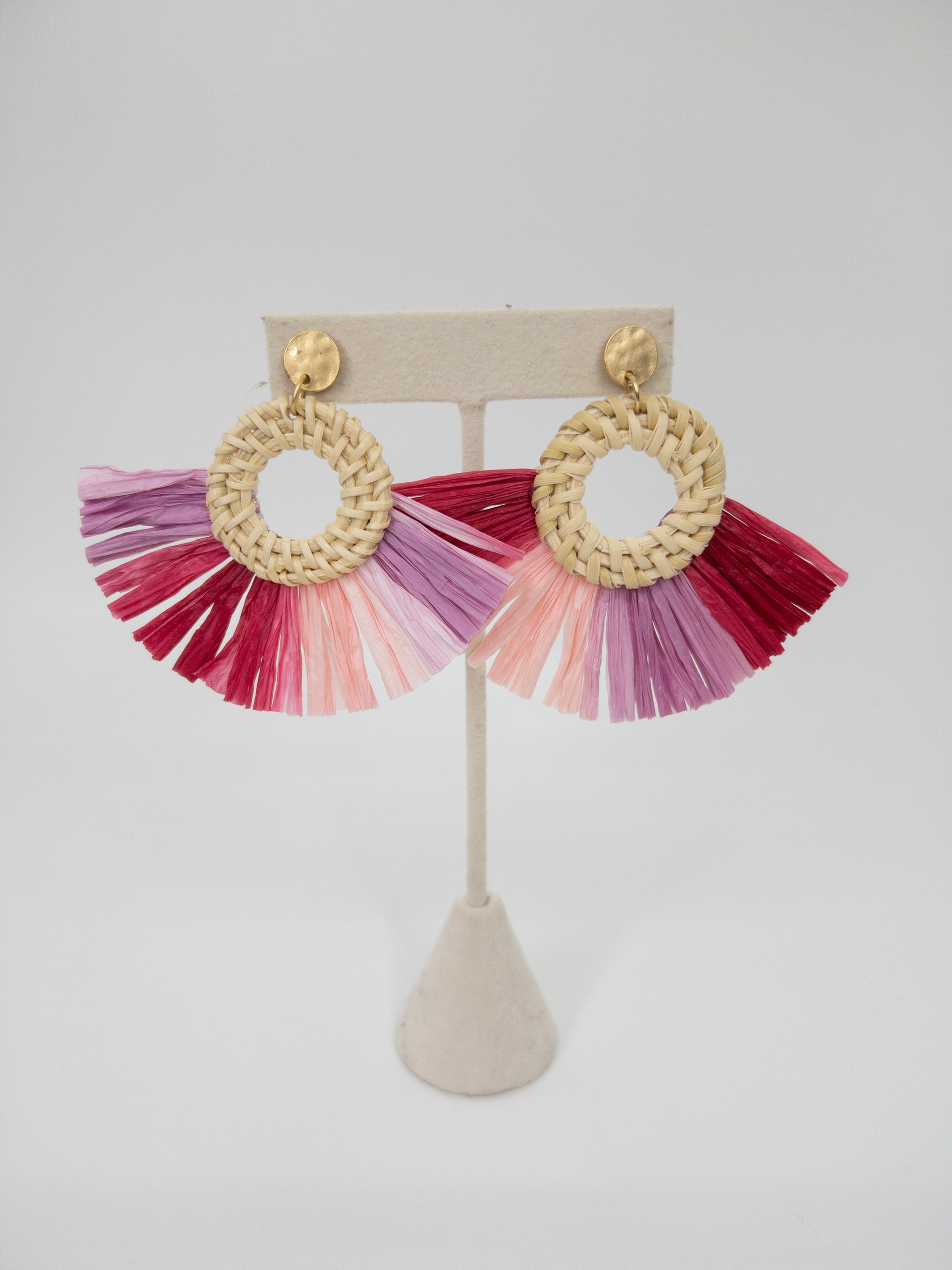 PINK FAN EARRINGS