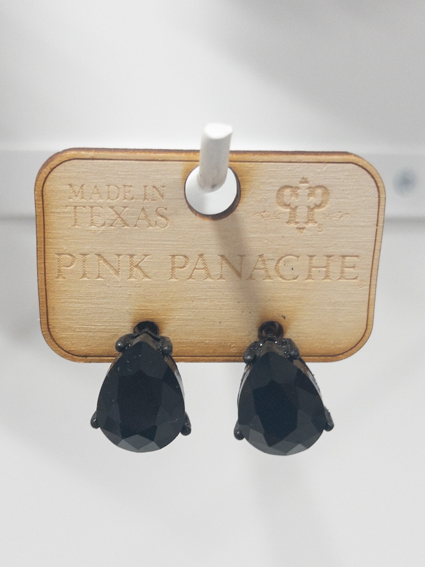 181 JET BLACK TEARDROP STUD