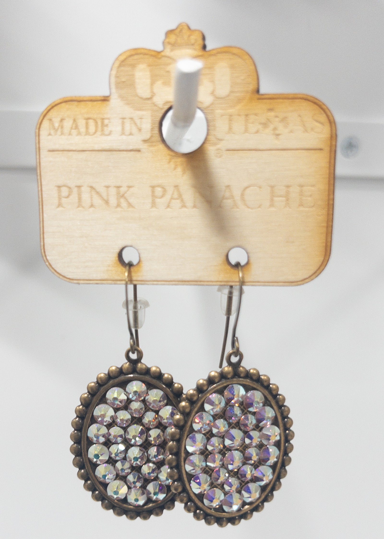 189 BRONZE RHINESTONE OVAL DROP