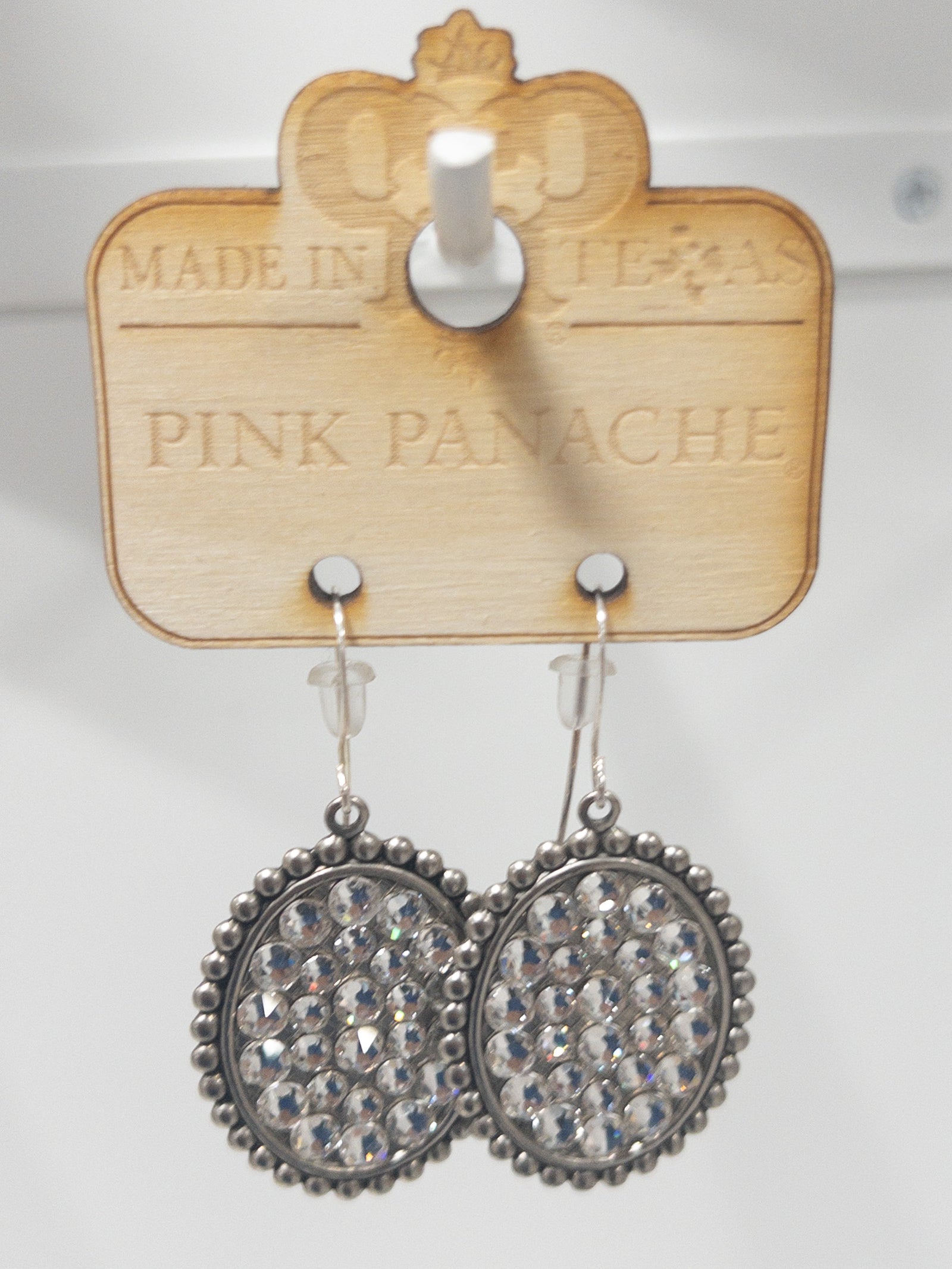 190 PURE SILVER RHINESTONE OVAL DROP