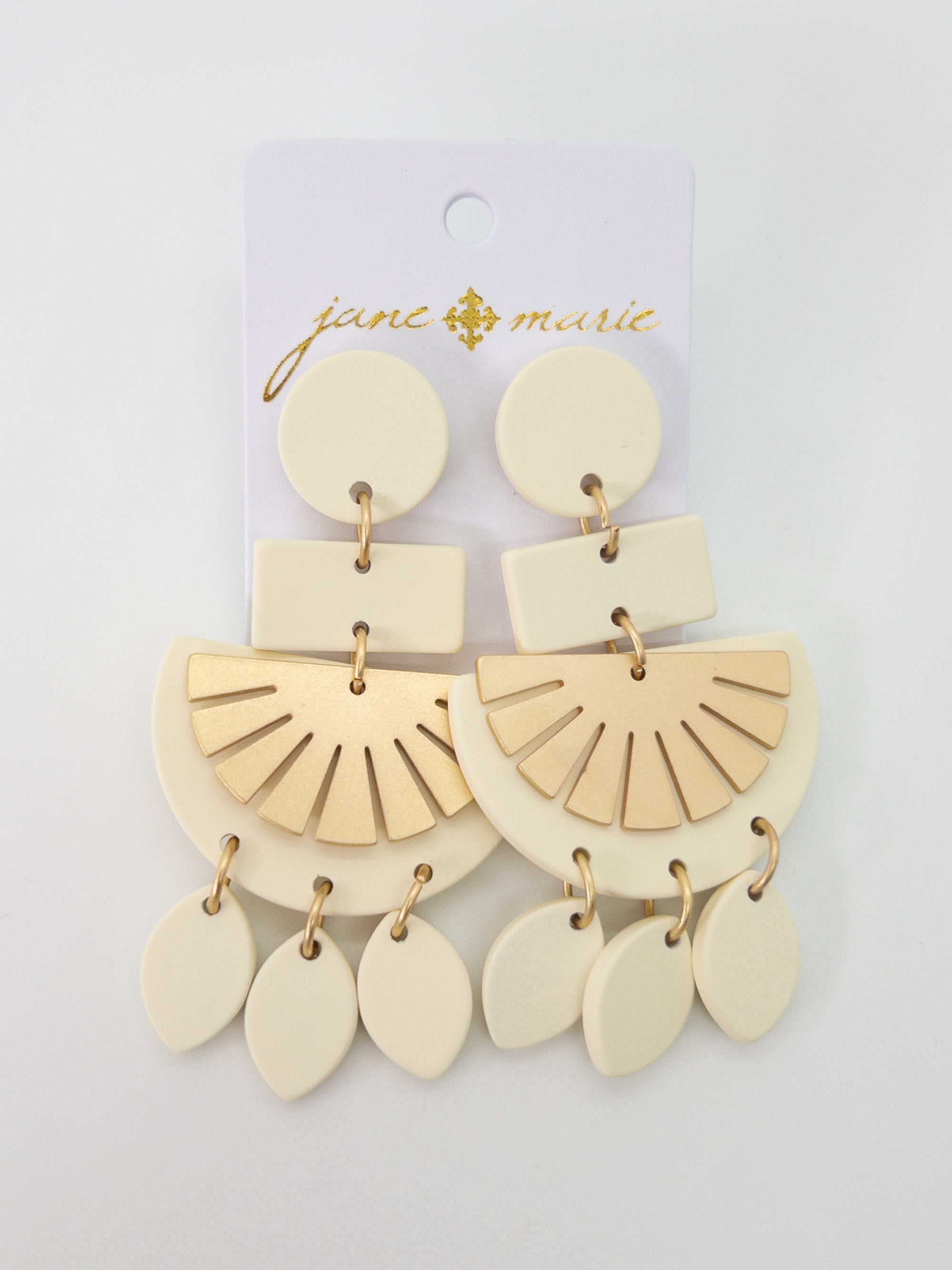 TIERED IVORY CLAY DANGLES