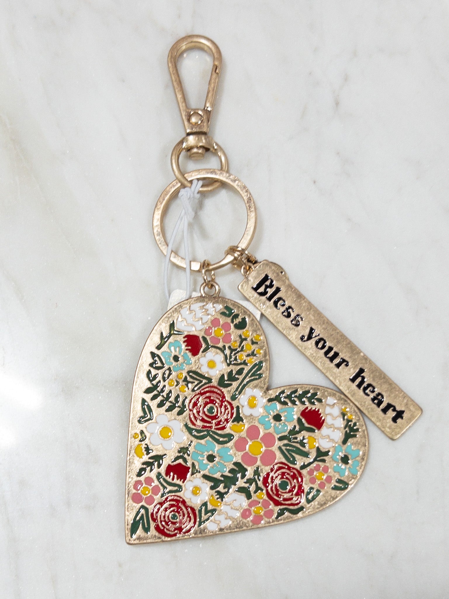 JANE MARIE FLORAL BLESS YOUR HEART KEYCHAIN