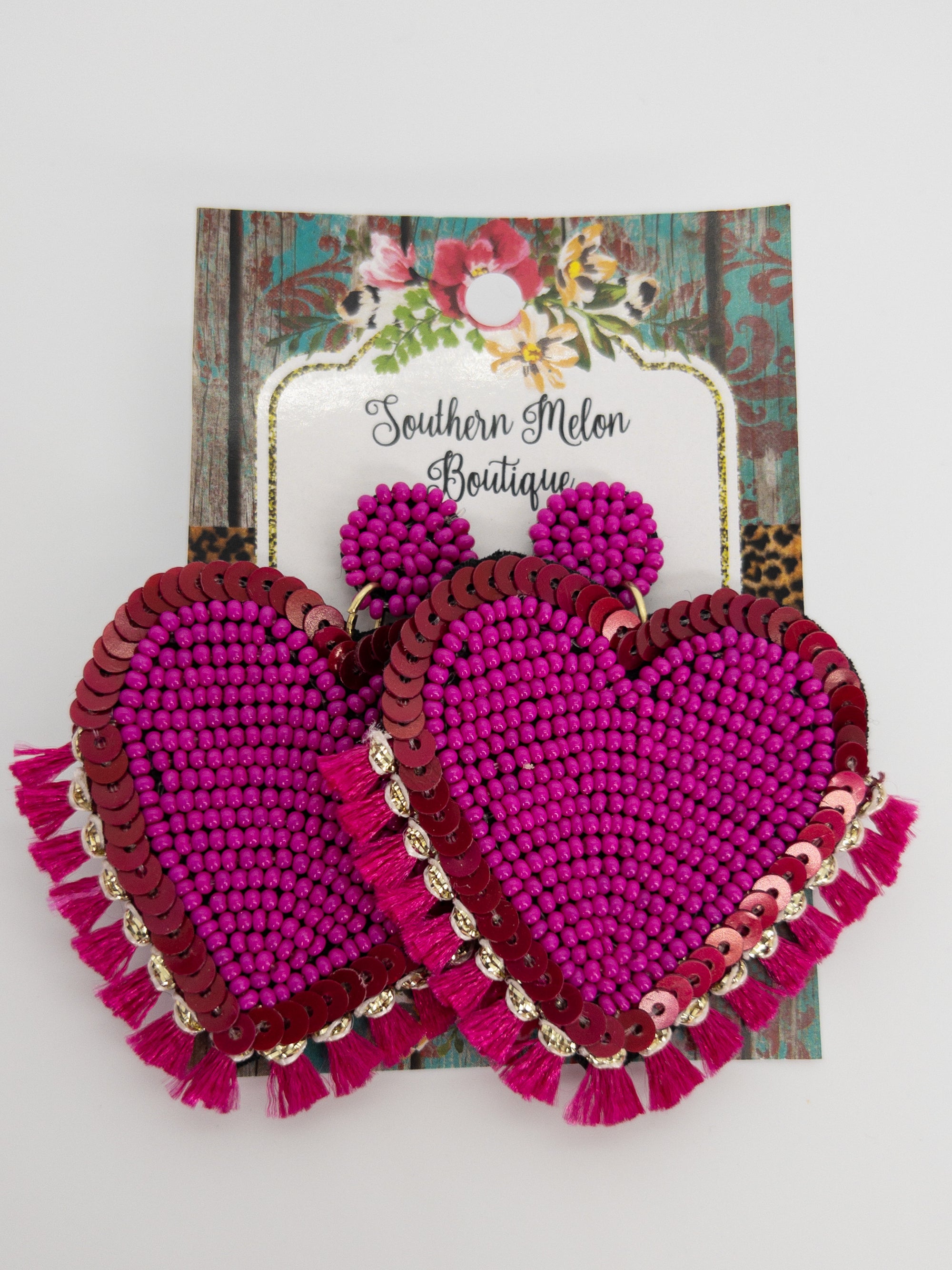 MAGENTA TASSEL HEART