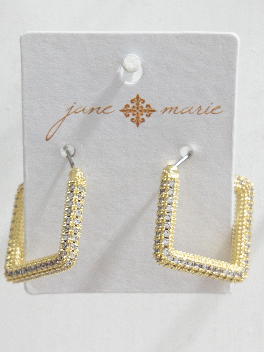 JANE MARIE GOLD SQ RHINESTONE