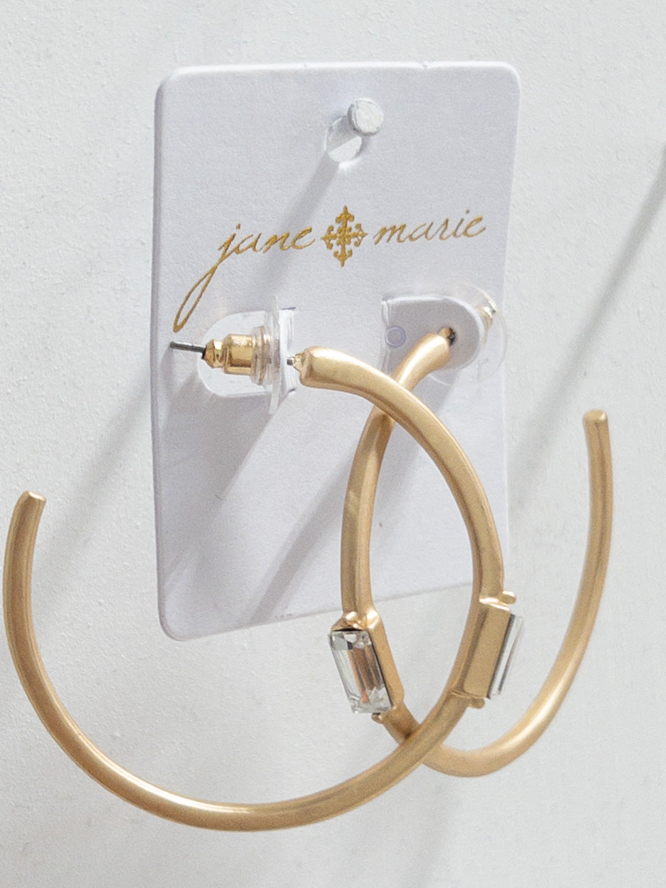 JANE MARIE GOLD HOOP WITH CLEAR ACCENT