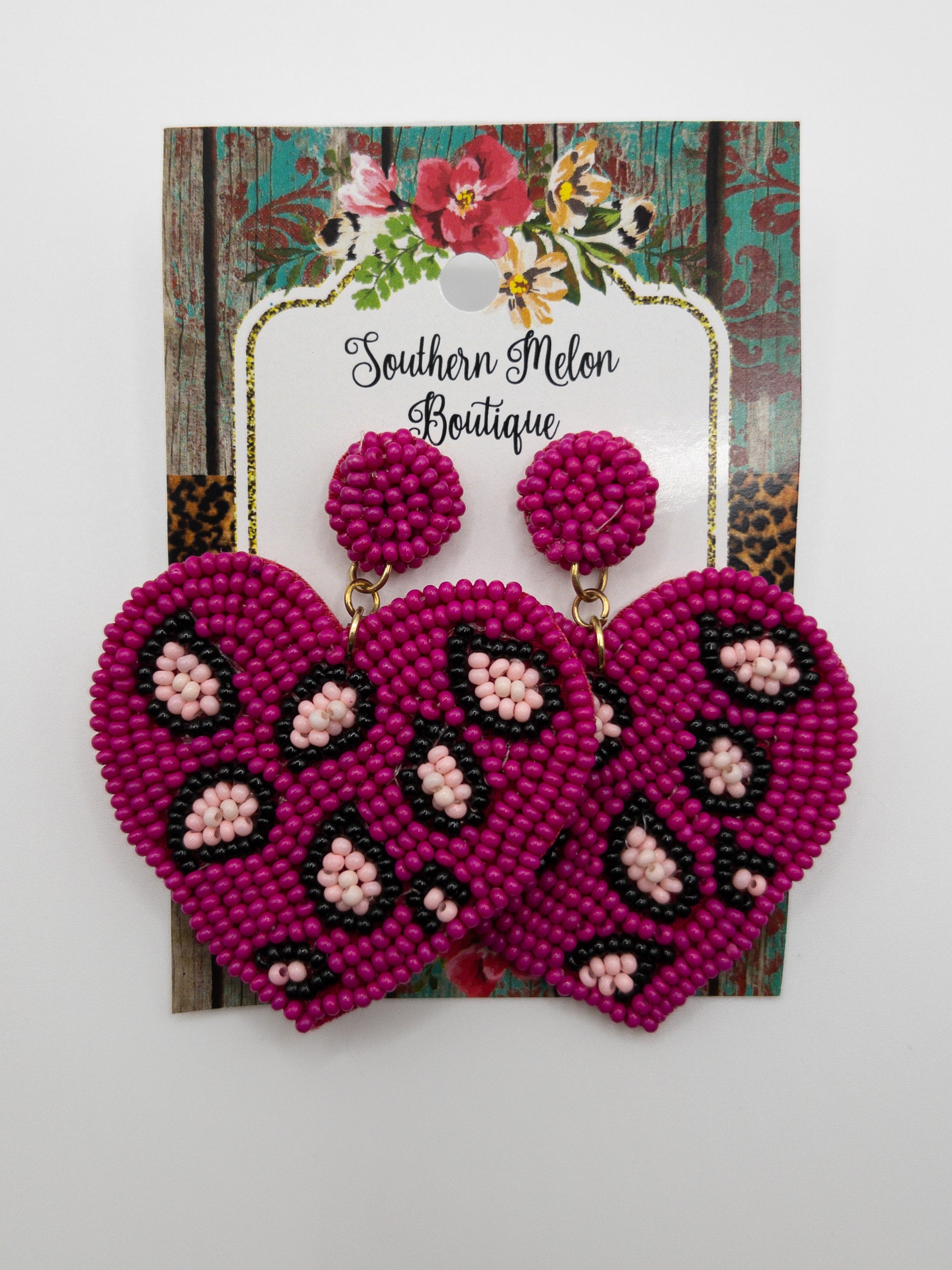 LEOPARD HEART POST MAGENTA