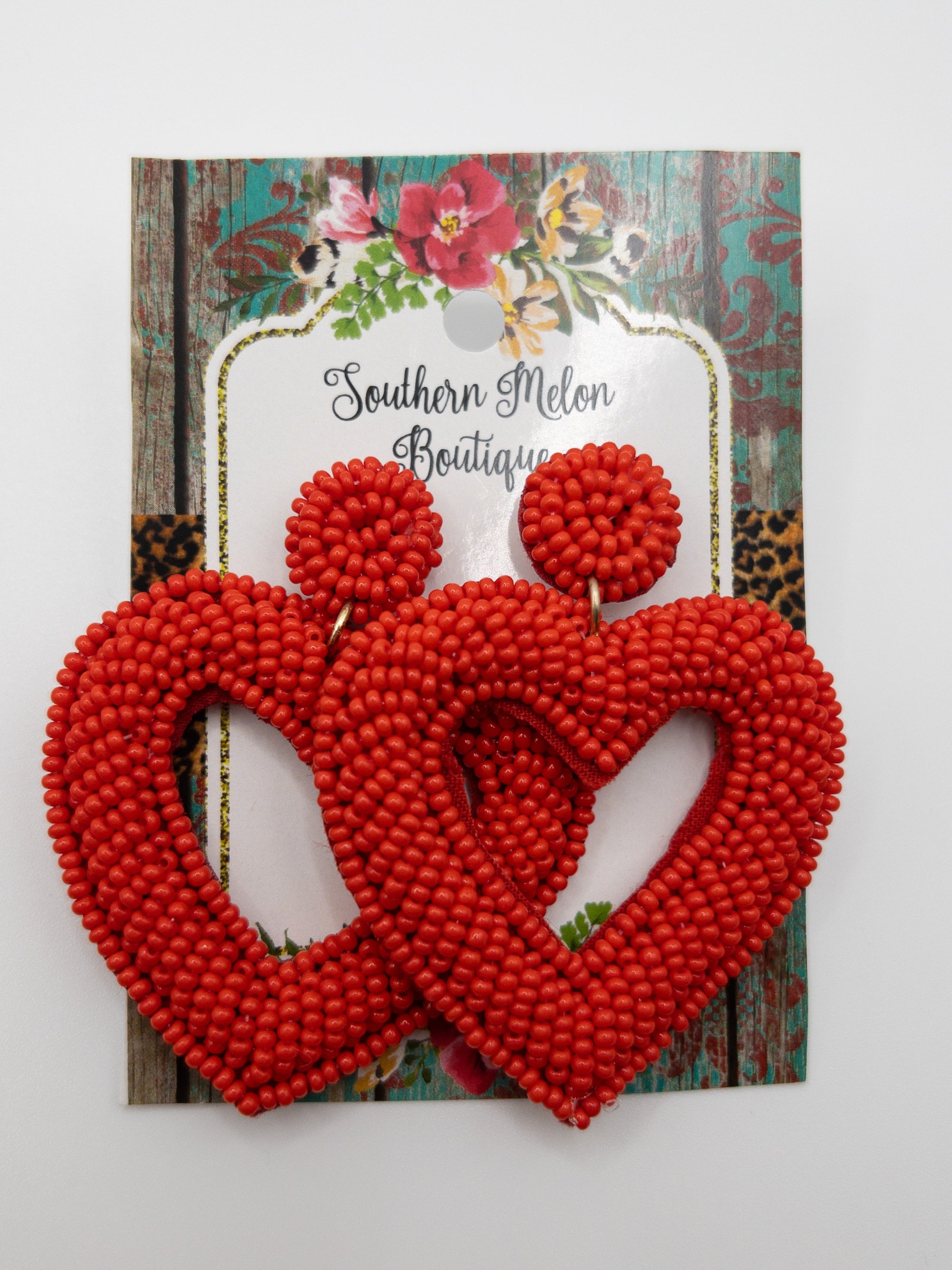 RED OPEN HEART EARRINGS