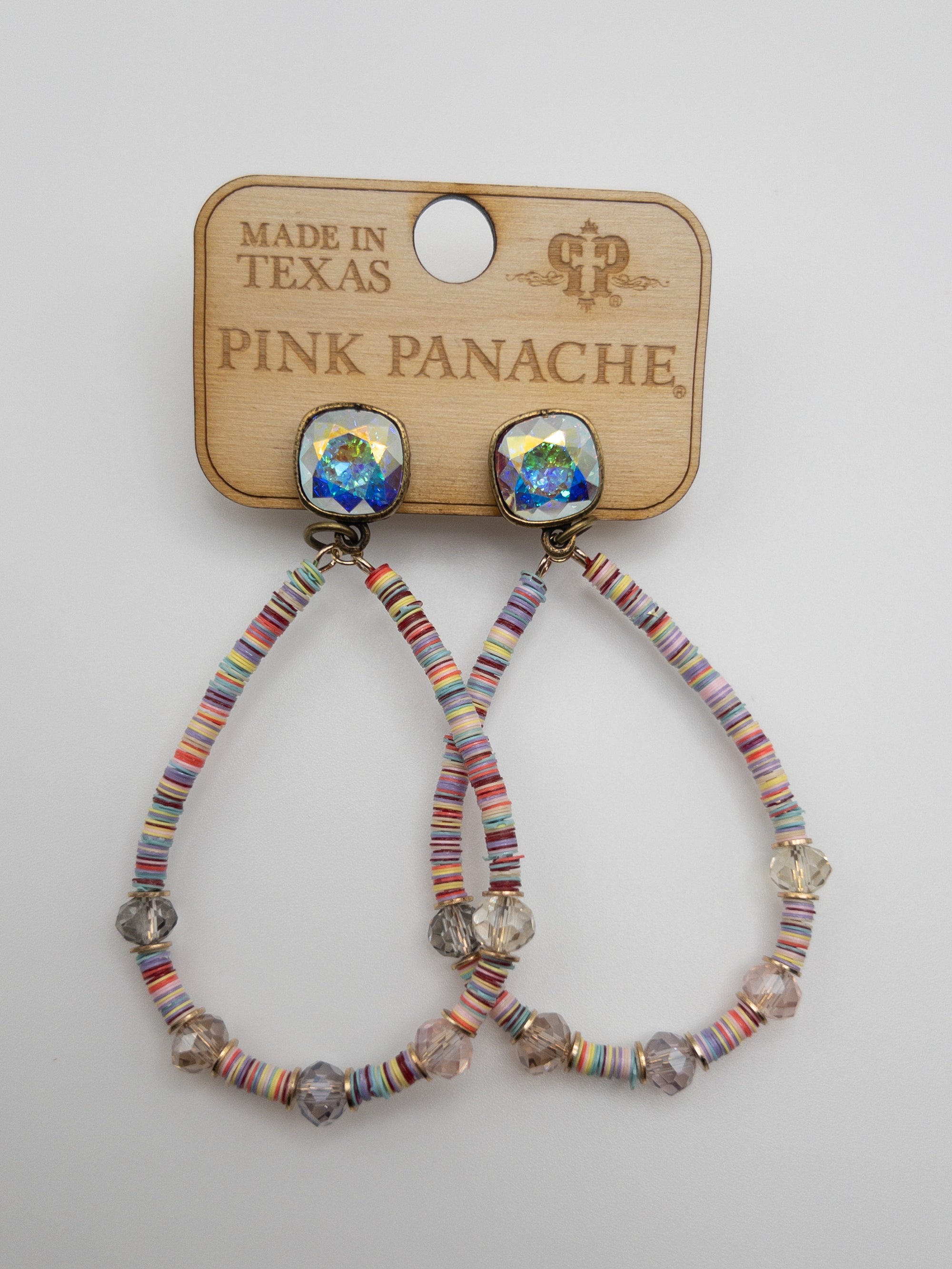 COLORFUL TEARDROP DANGLES PINK PANACHE