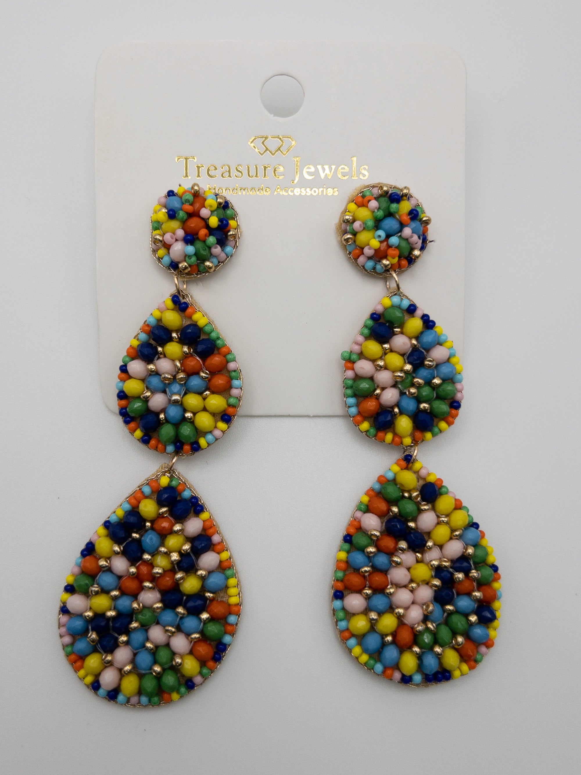 DROP MULTI TREASURE JEWEL EARRINGS