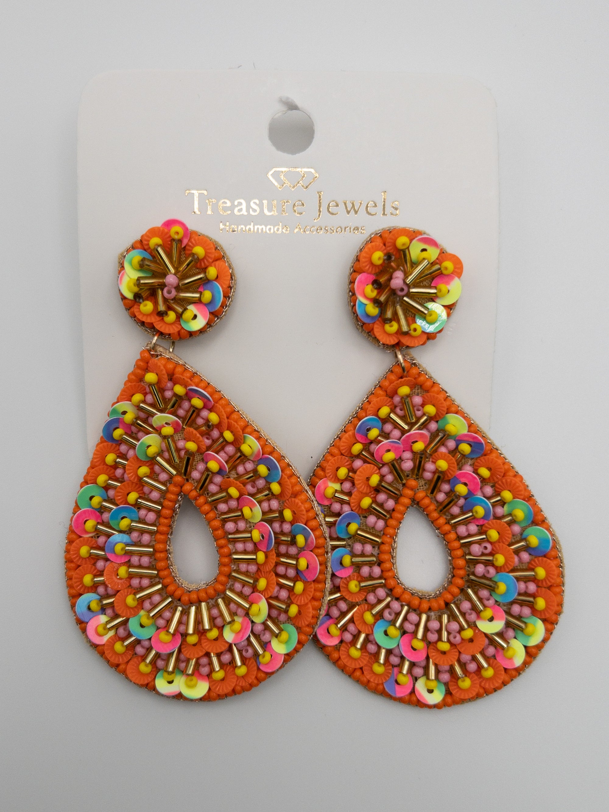 PEN ORANGE DROP TREASURE JEWEL EARRINGS