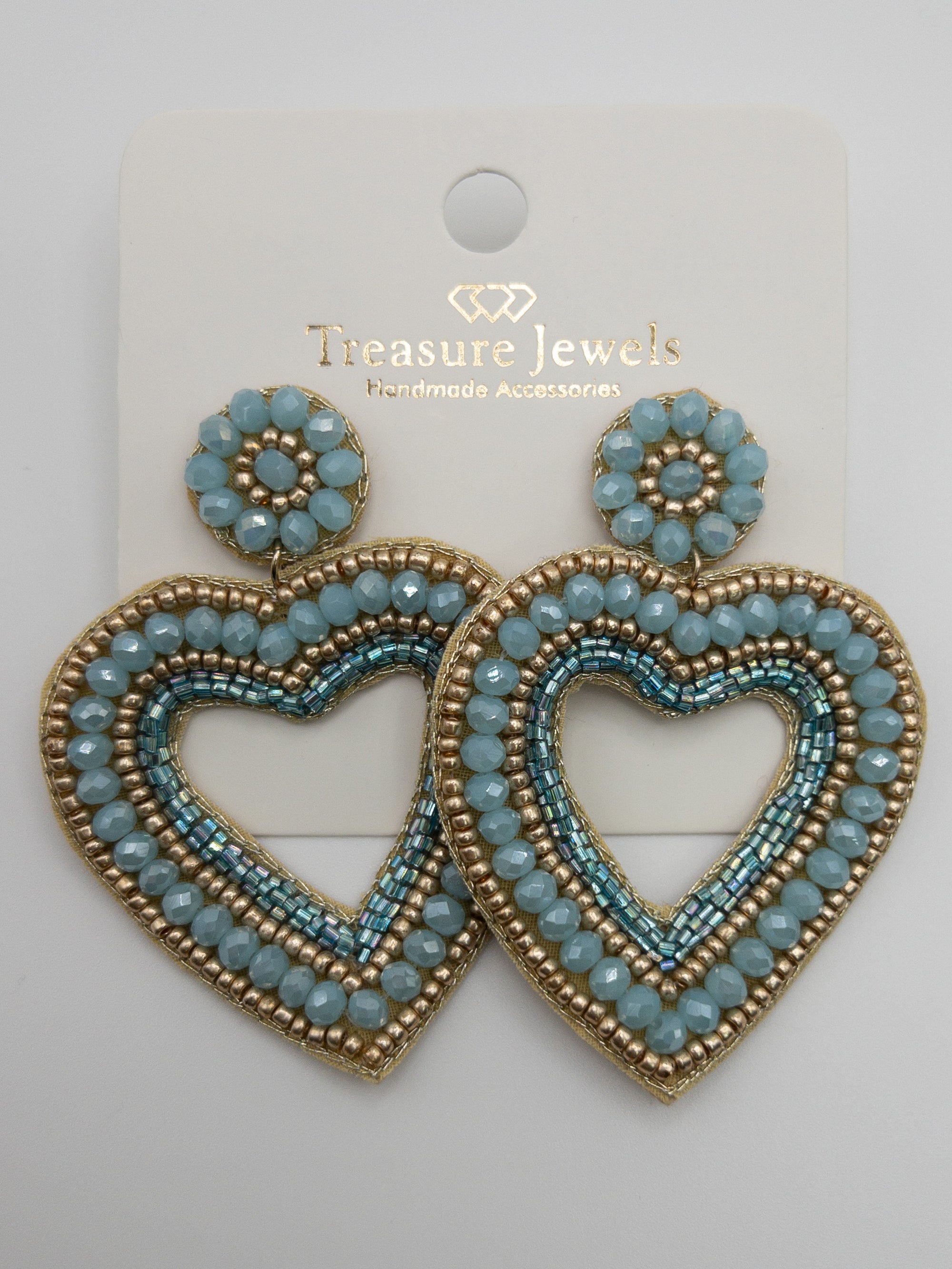 BLUE HEART TREASURE JEWEL EARRINGS