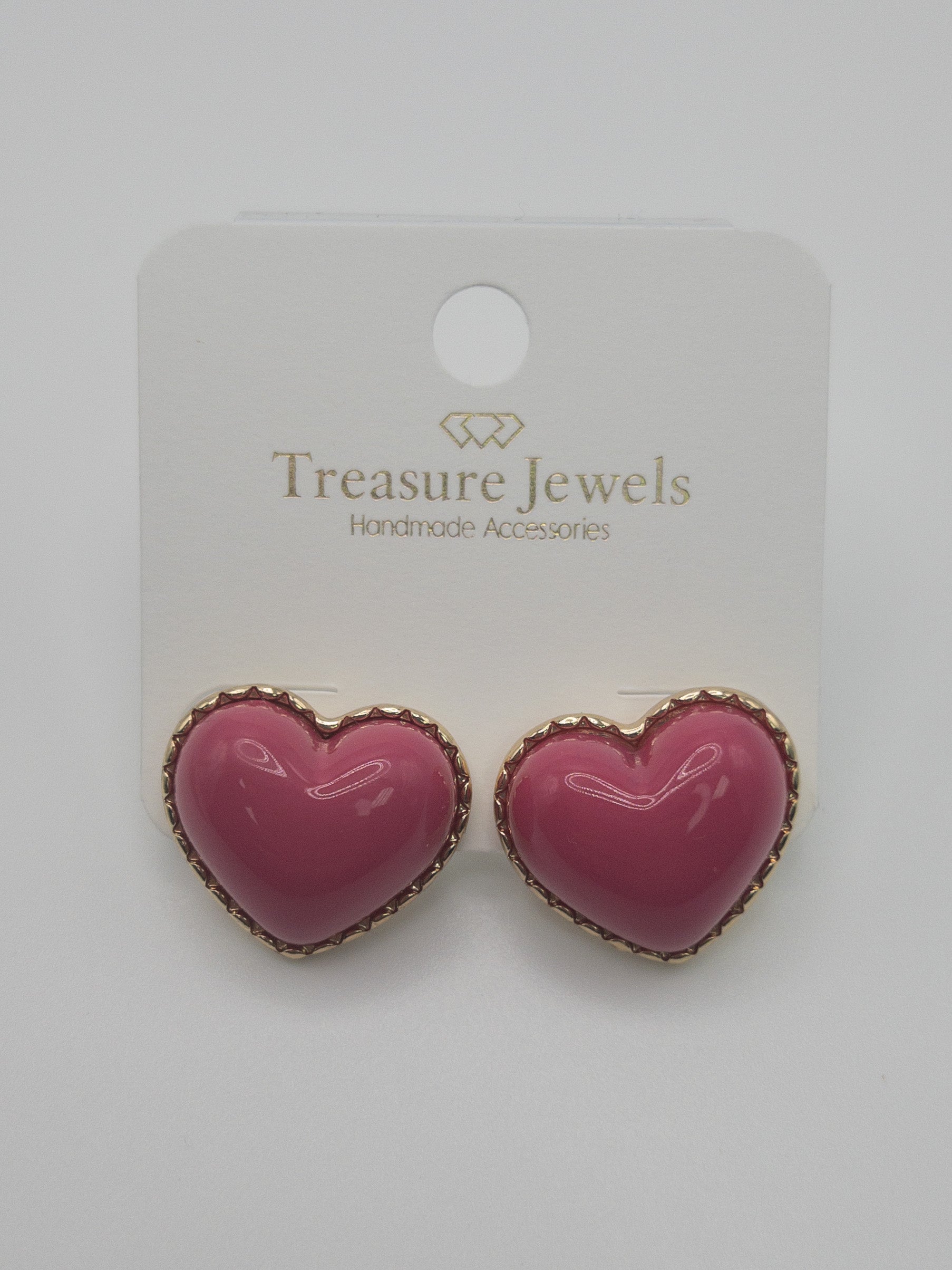 PINK HEART STUD TREASURE JEWELS