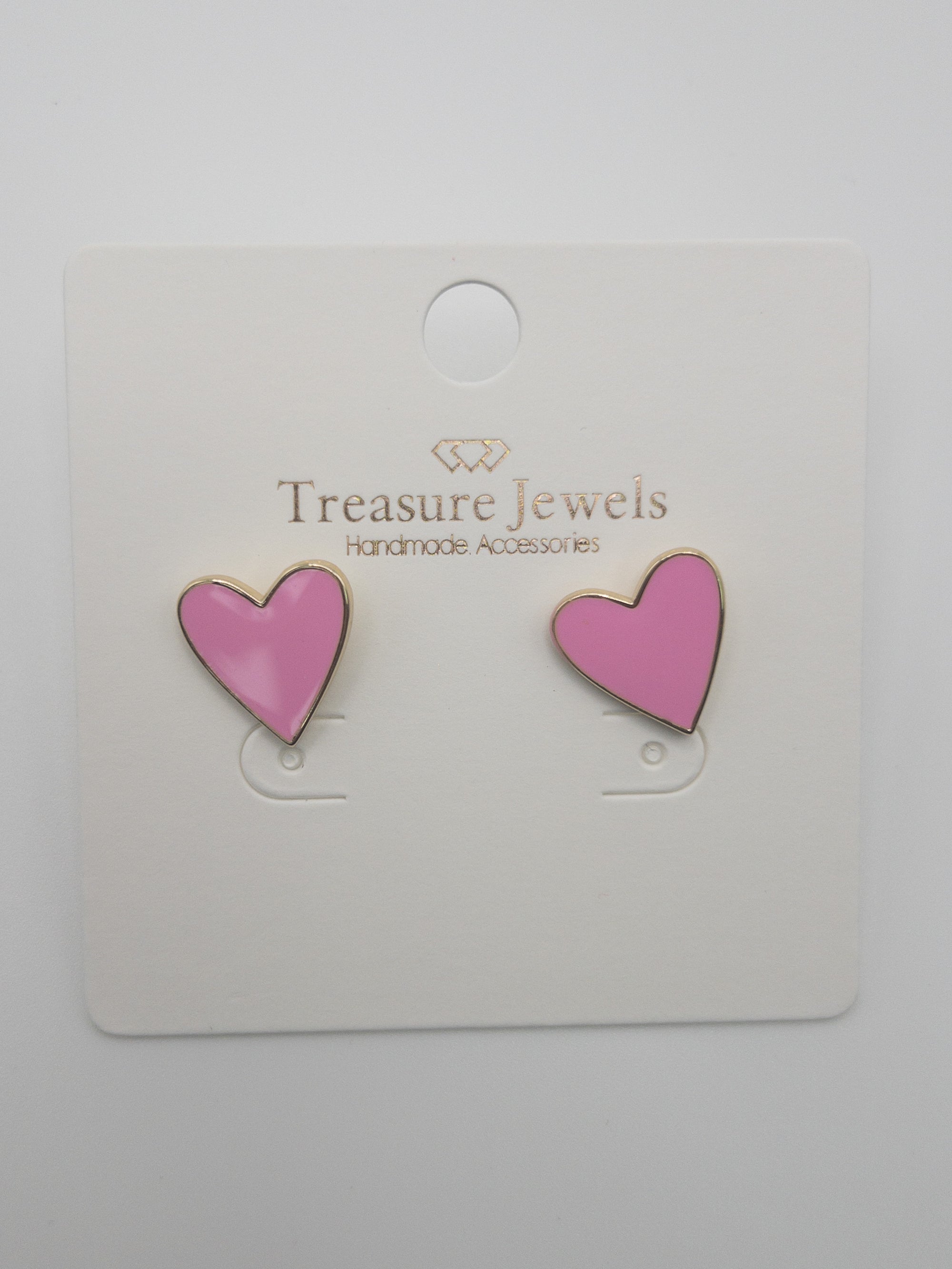 LIGHT PINK  HEART TREASURE JEWELS STUDS