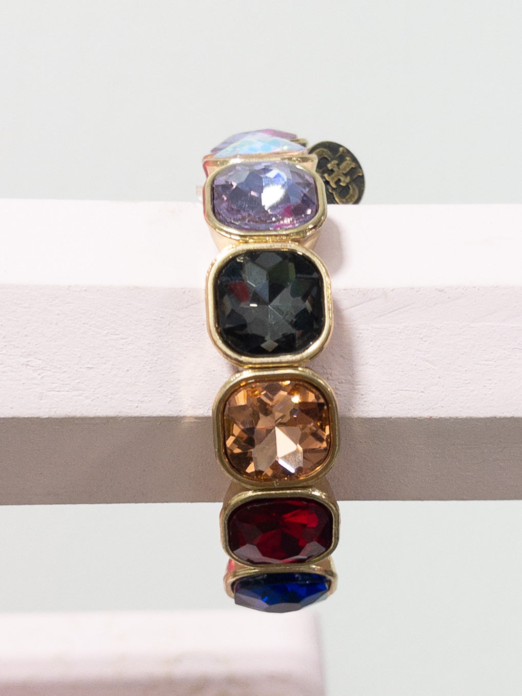 229 PP SWAROVSKI MULTI GOLD TRIM SINGLE BRACELET