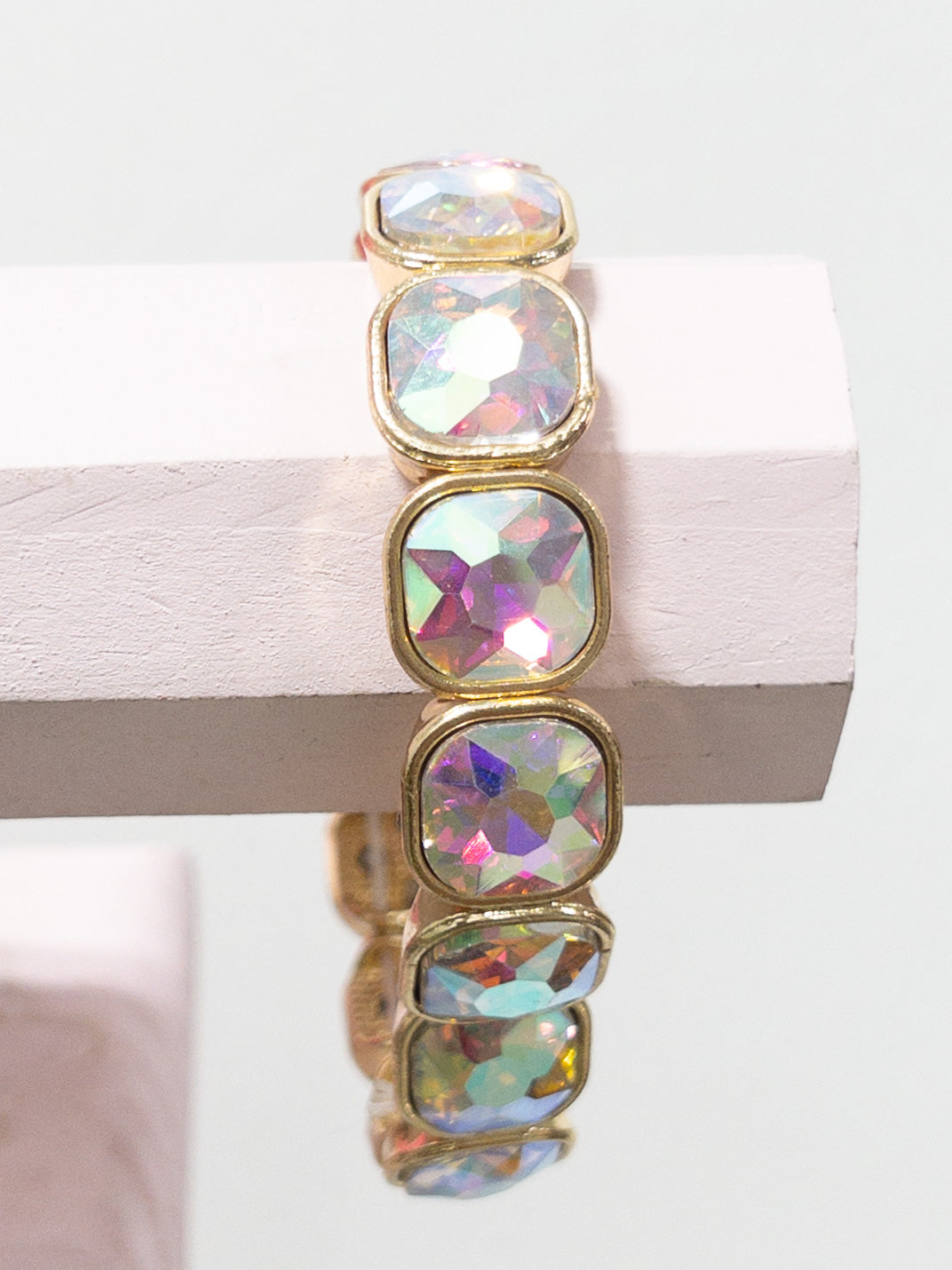 230 PP IRIDESC GOLD TRIM SWAROVSKI SINGLE BRACELET