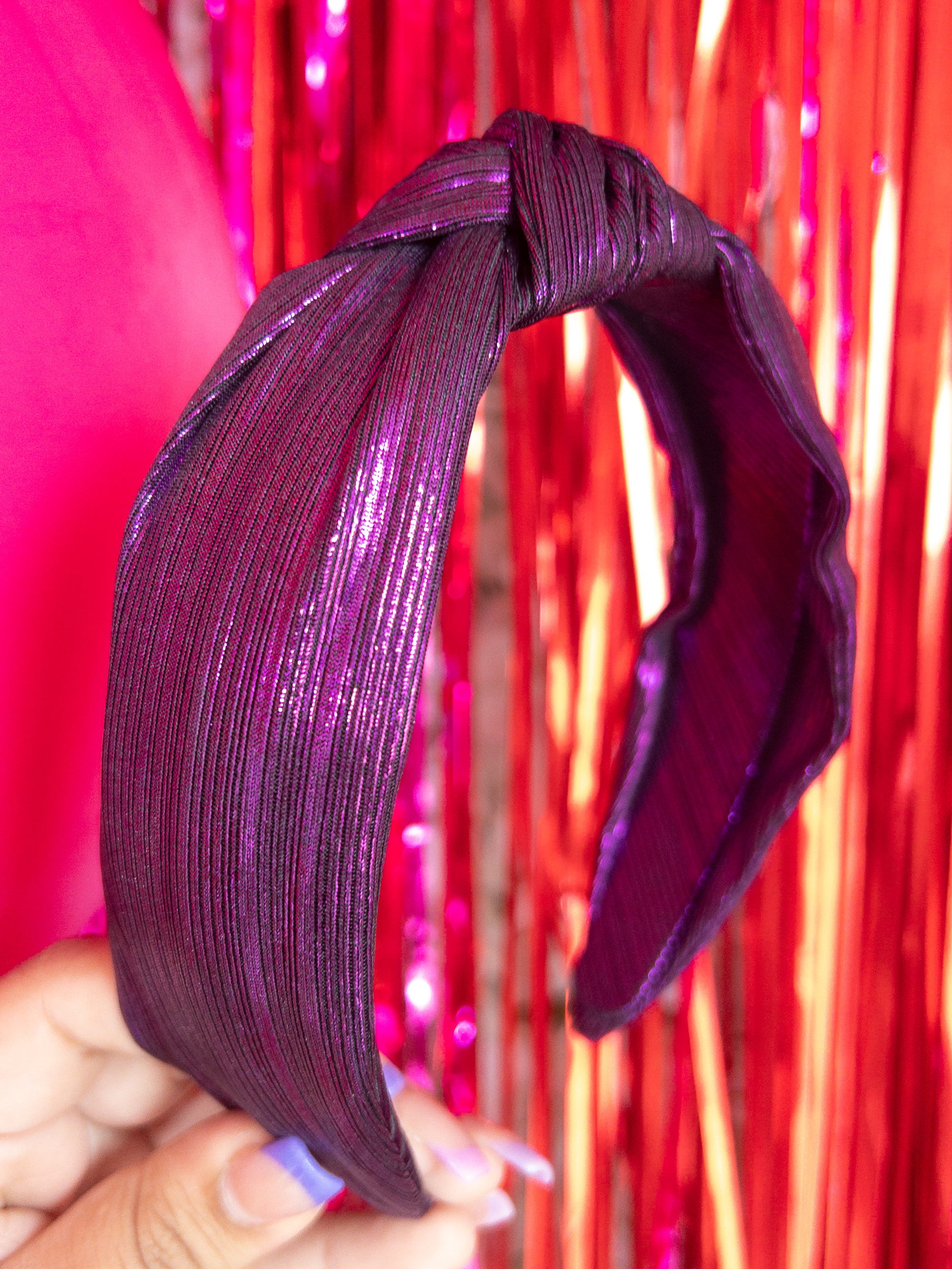 PURPLE METALLIC KNOTTED BRIANNA CANNON HEADBAND