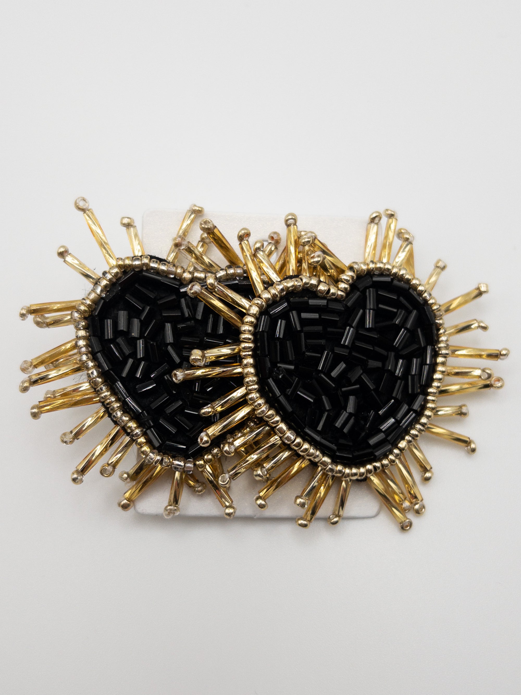 BLACK BEADED HEART JANE MARIE EARRINGS