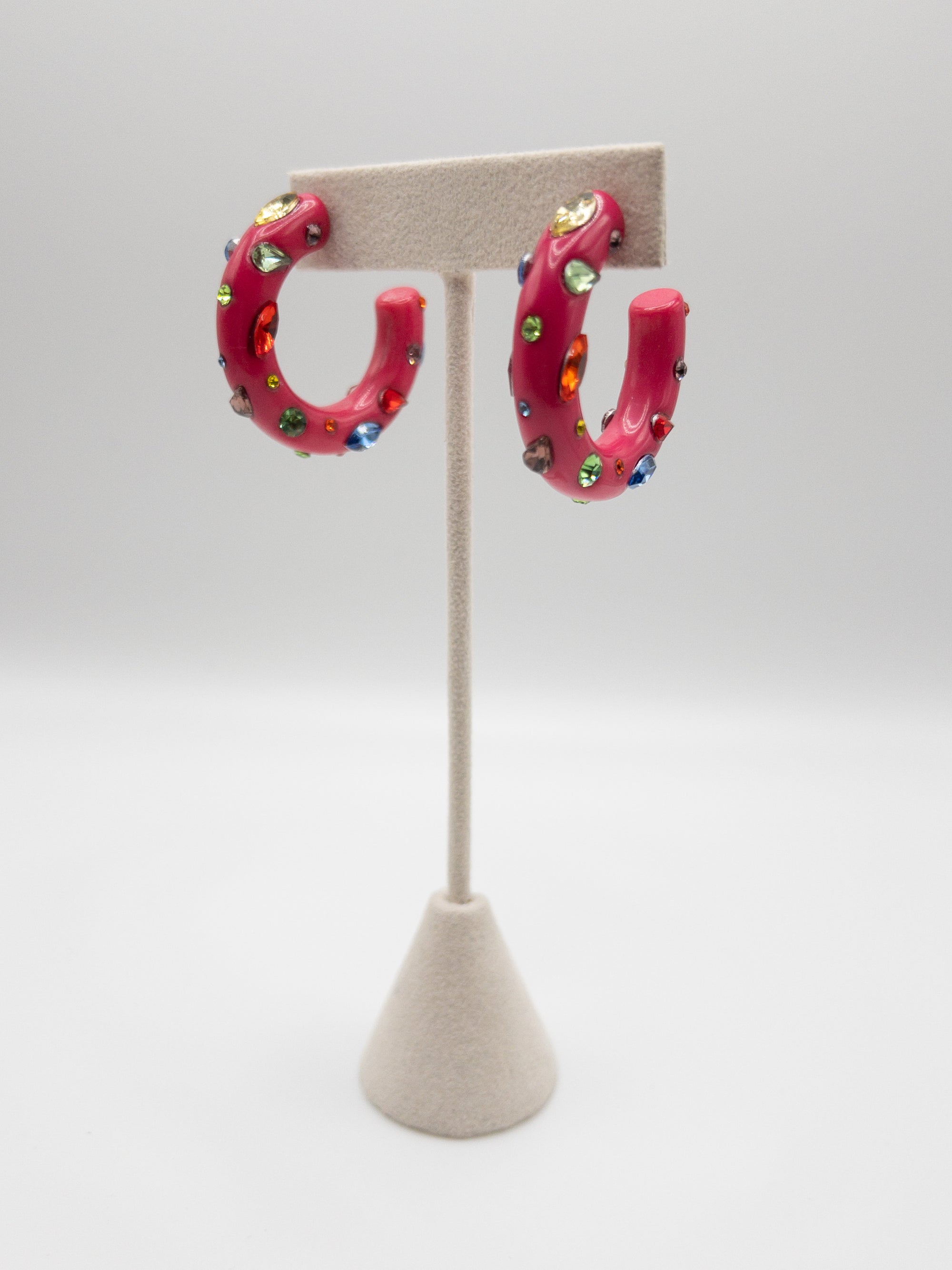 PINK THICK JANE MARIE MULTI GEM HOOP