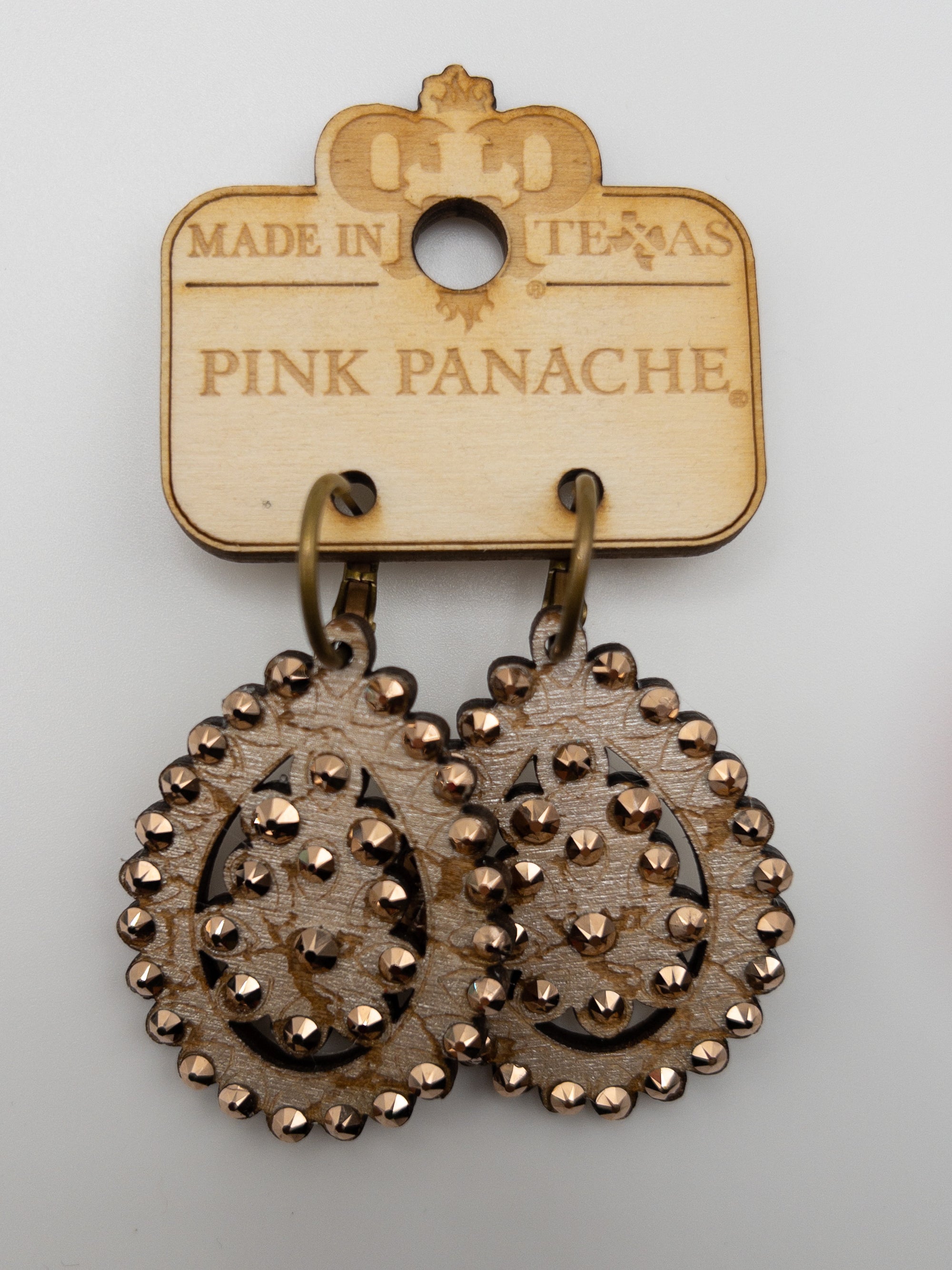 MOCHA PINK PANACHE WOODEN DANGLES