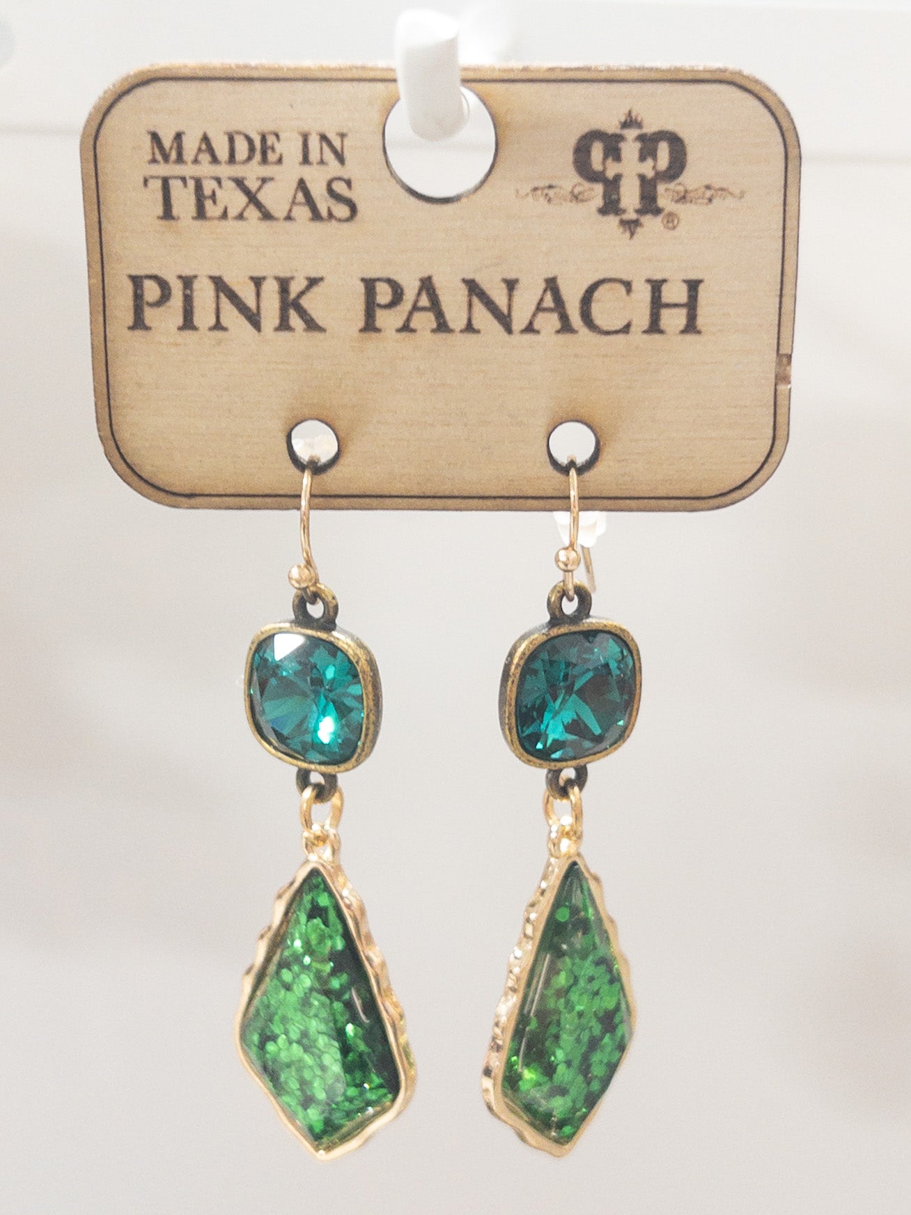 255 PP GREEN GEM TEARDROP DANGLE
