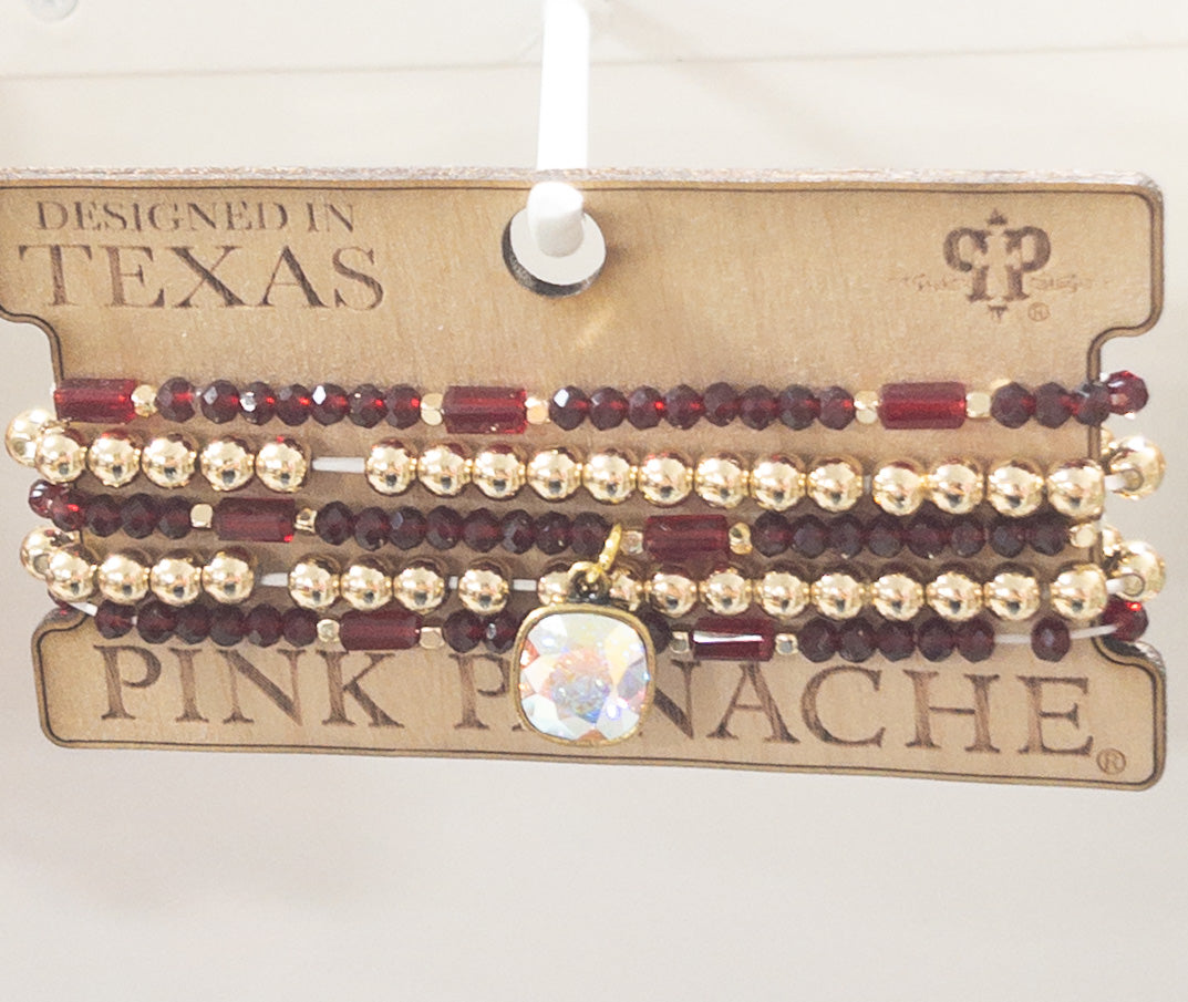 254 PP DARK RED BRACELET SET