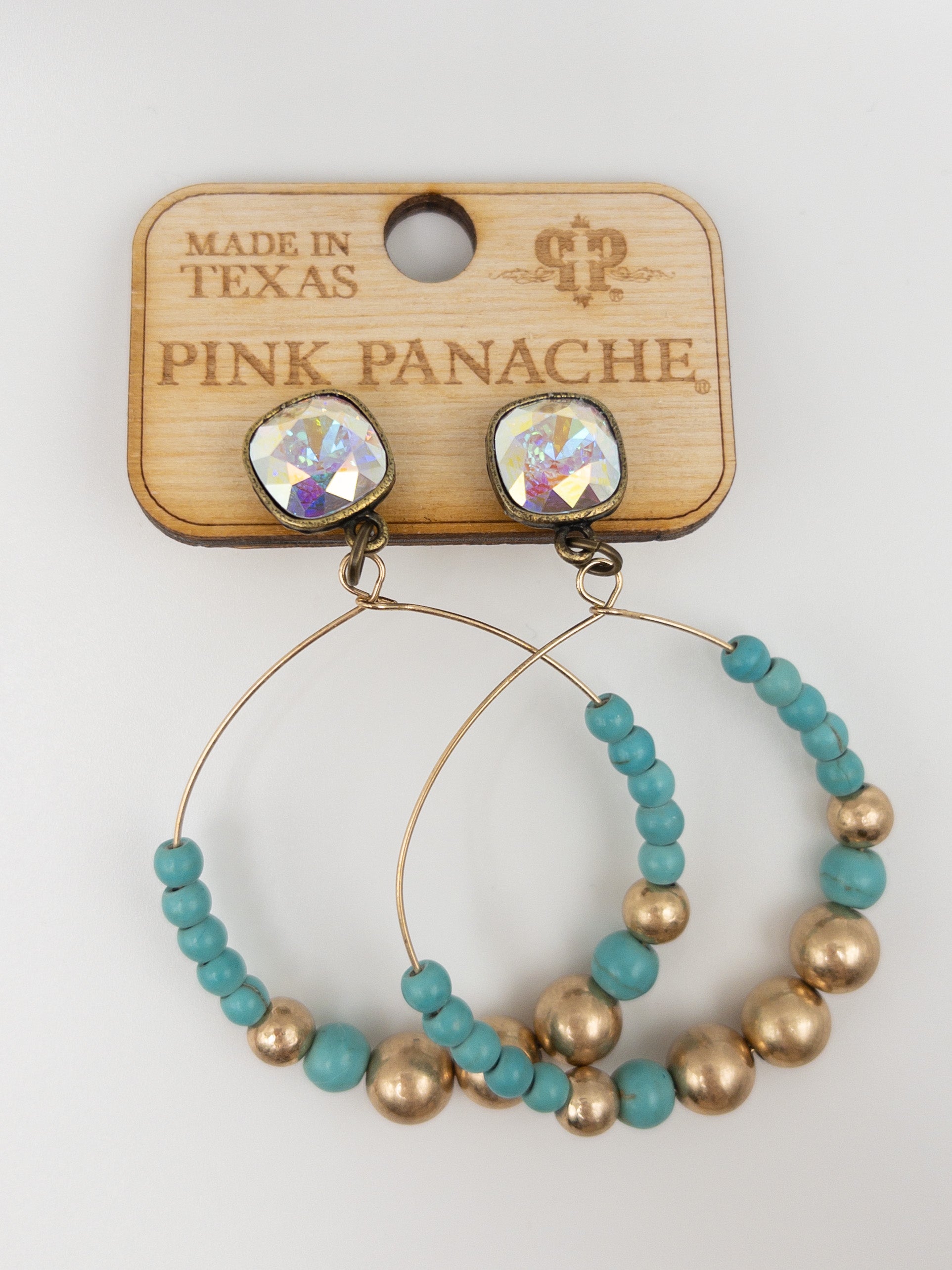 TEAL AND GOLD PINK PANACHE CIRCLE DANGLES