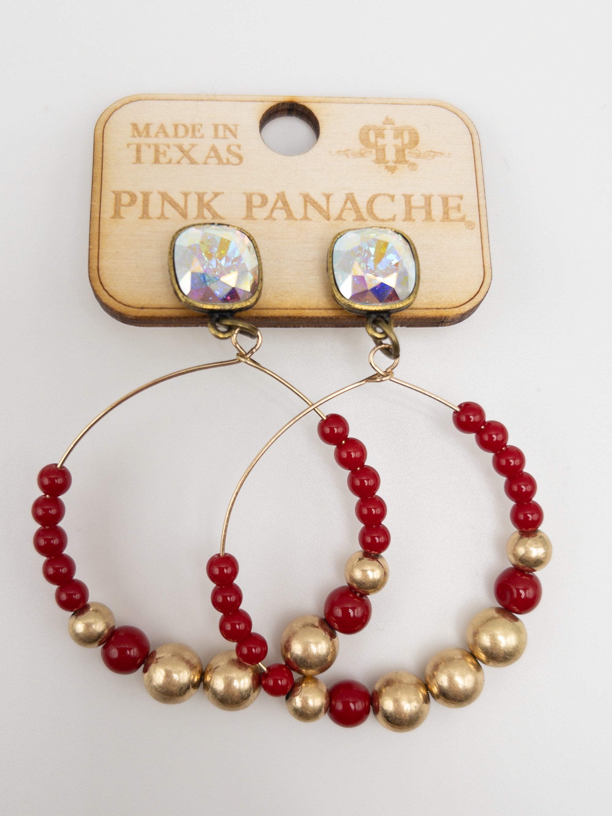 RED AND GOLD PINK PANACHE CIRCLE DANGLES