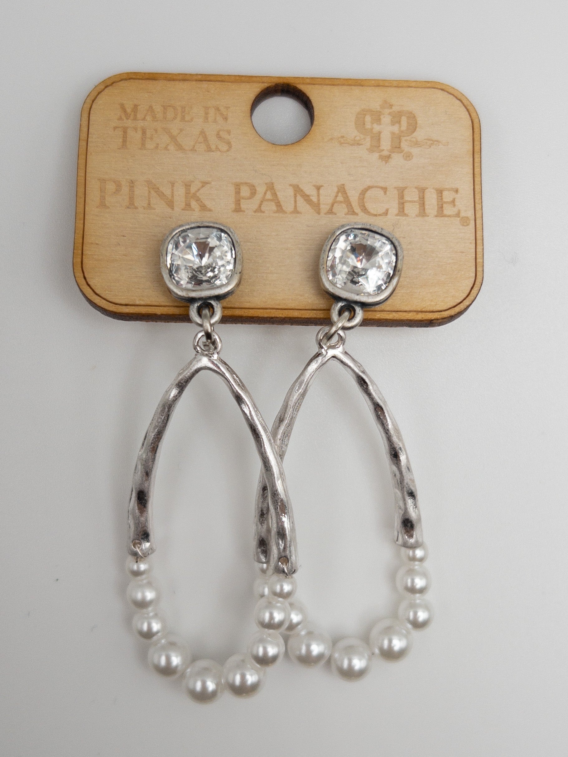 SLIM TEARDROP SILVER PEARL PINK PANACHE DANGLES