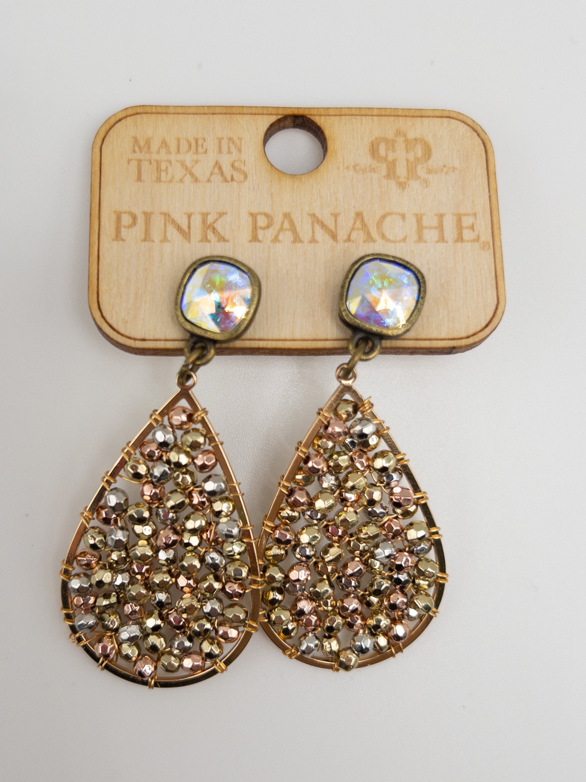 MULTI TEXTURED PINK PANACHE TEARDROP DANGLES