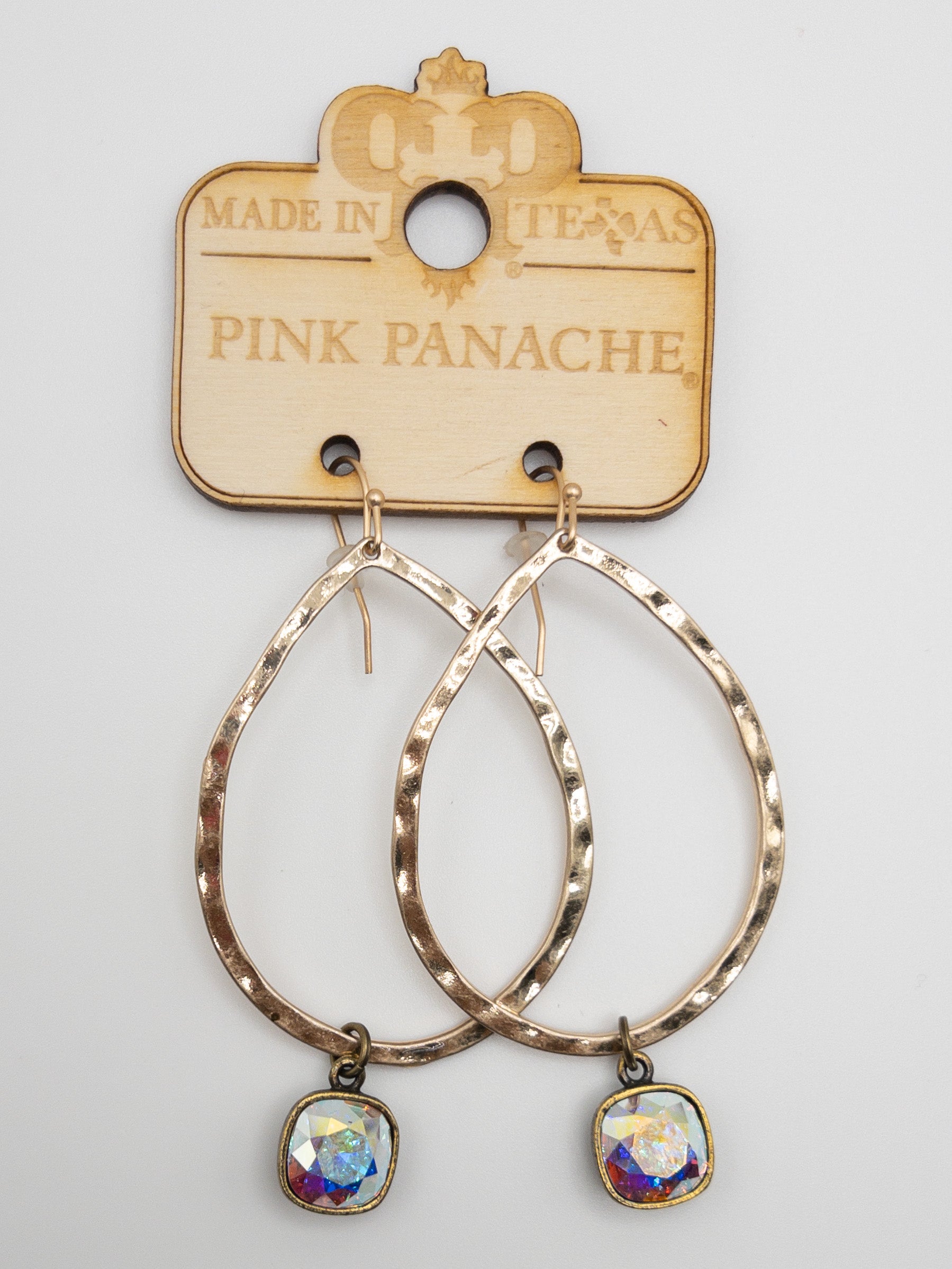 GOLD CLASSIC PINK PANACHE TEARDROP DANGLES