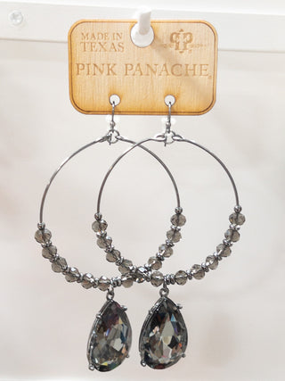 278 PP GRAY LG GEM CIRCLE DANGLE