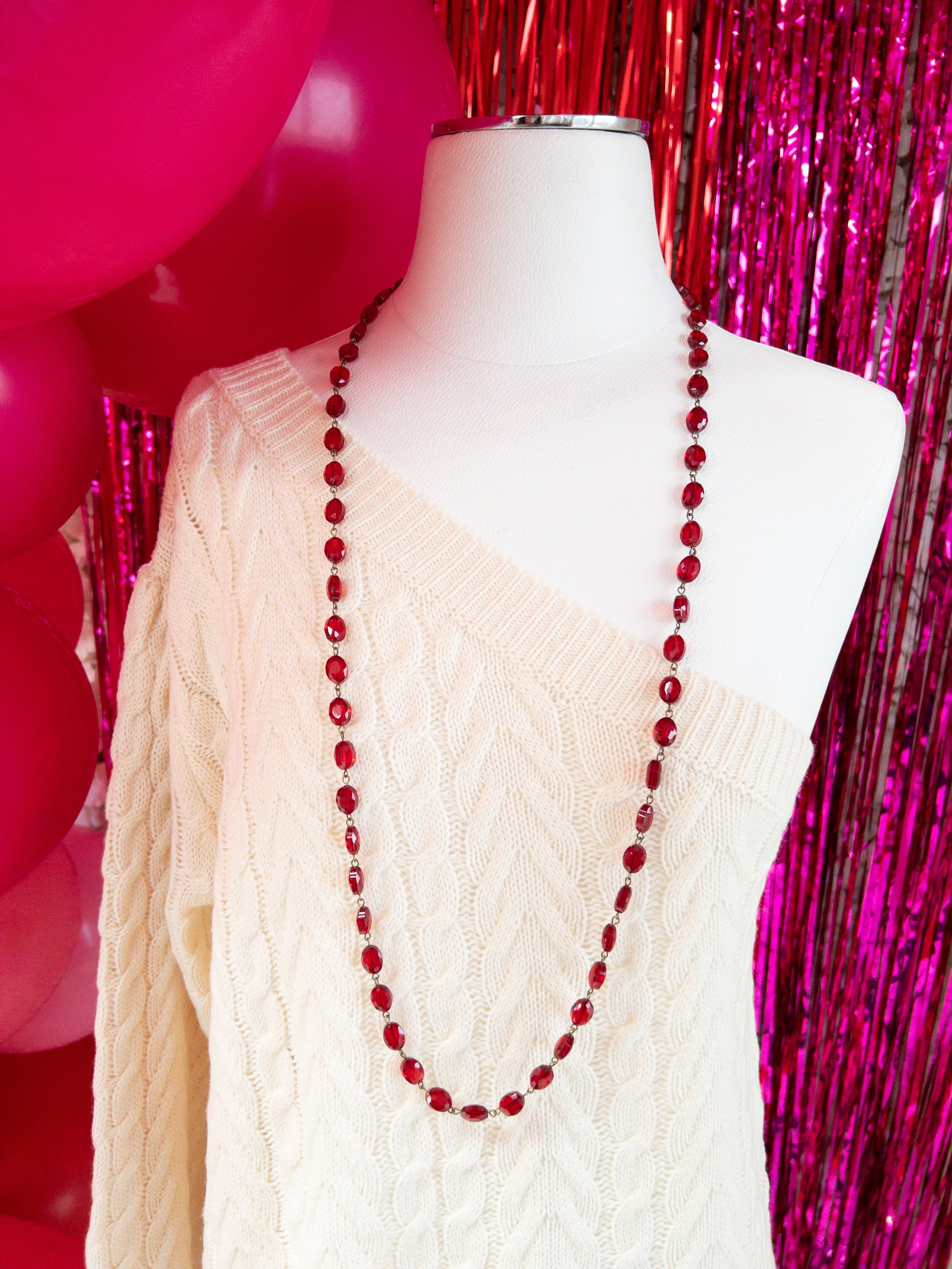 RUBY RED PINK PANACHE NECKLACE