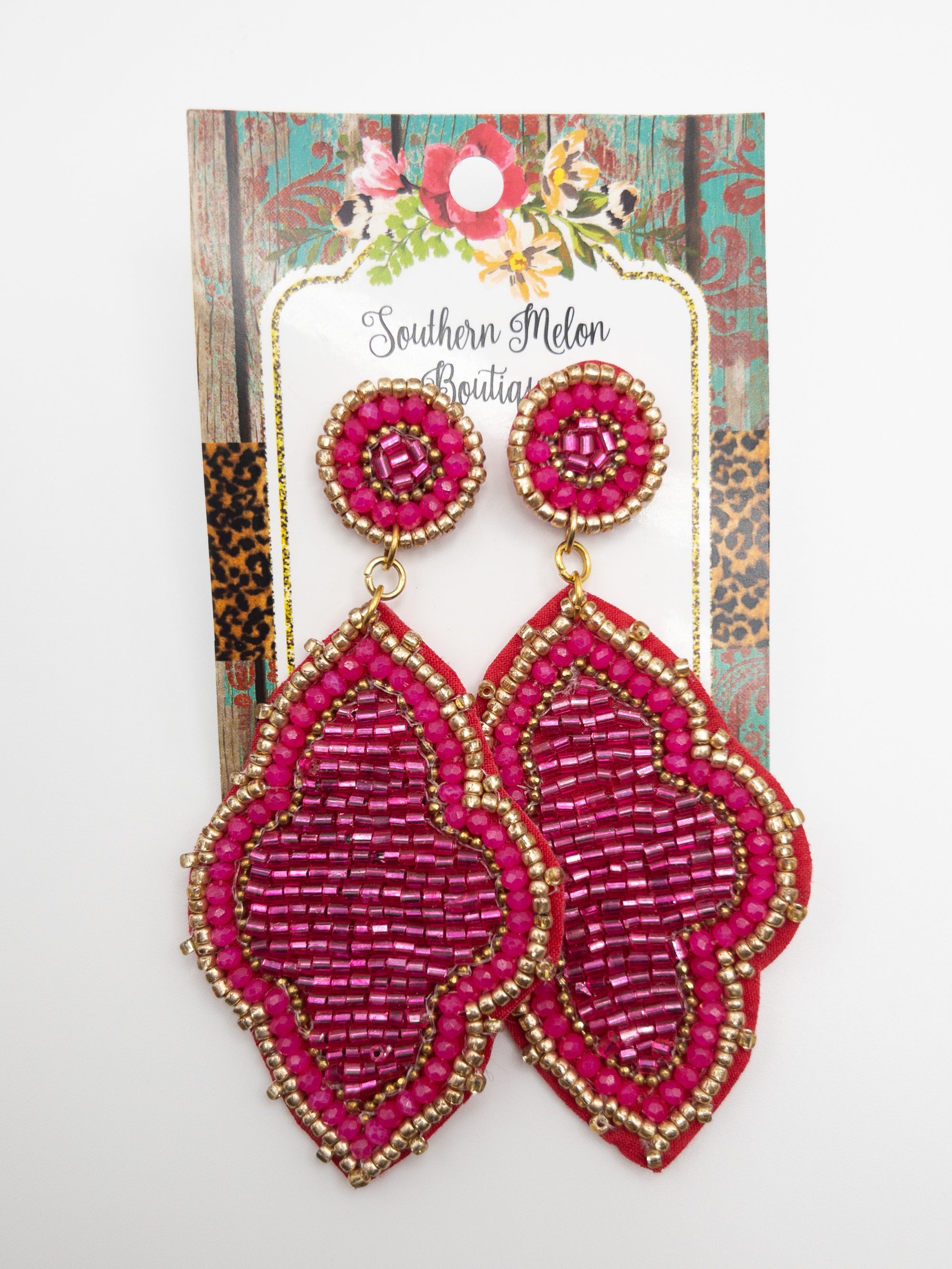 MAGENTA GOLD EARRING