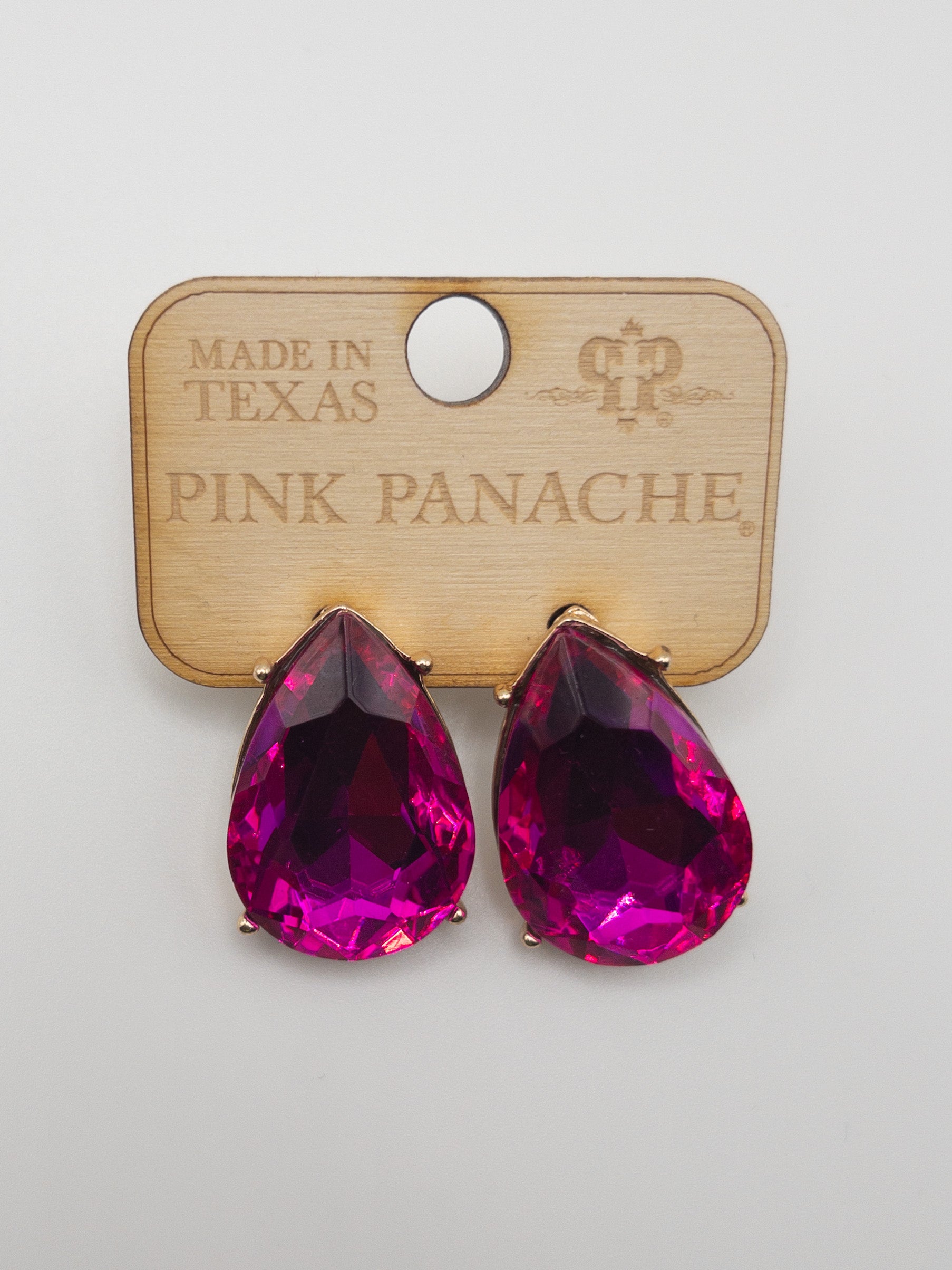 MAGENTA LARGE TEARDROP PINK PANACHE STUDS