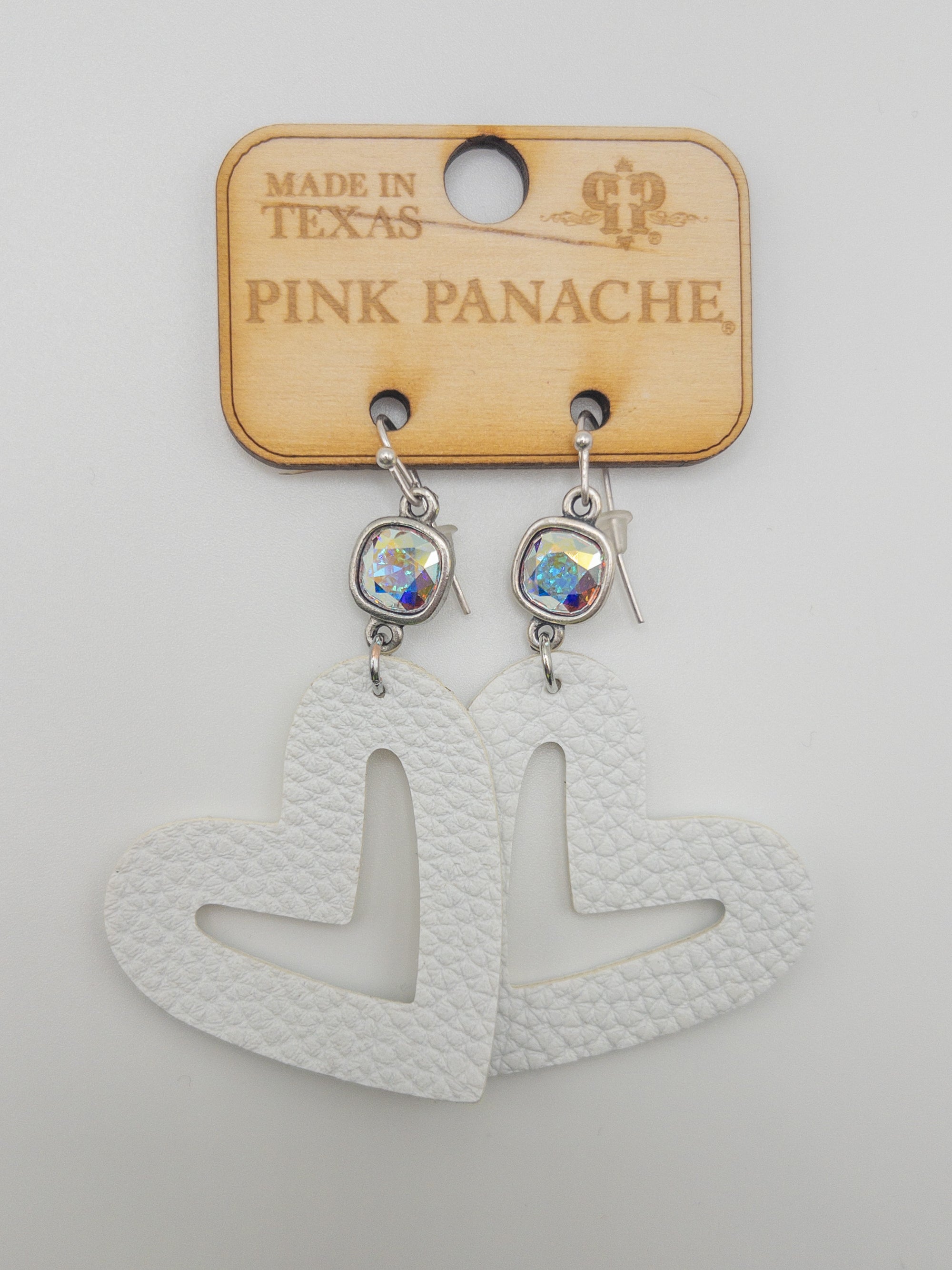 WHITE HEART PINK PANACHE DANGLES