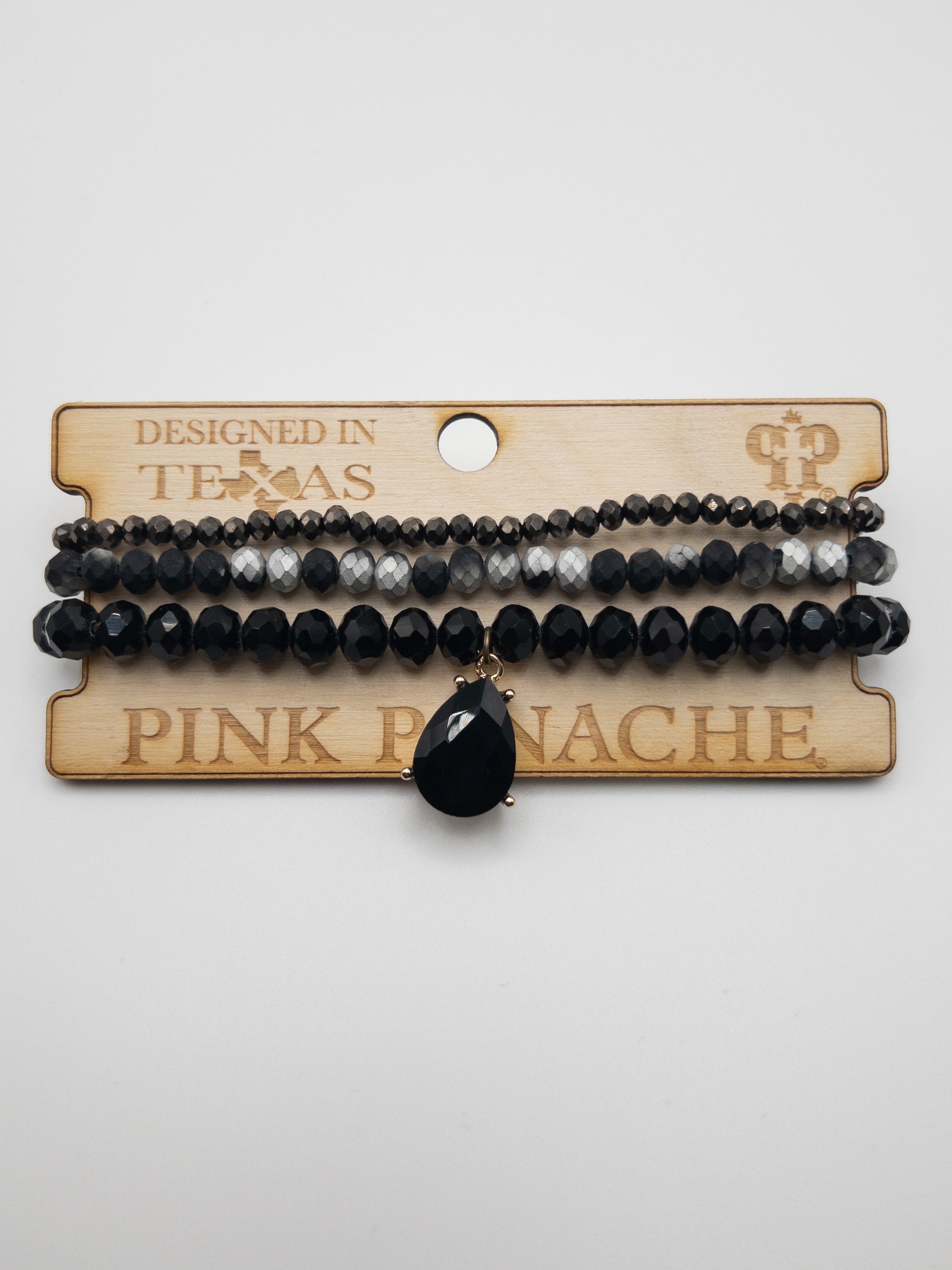 BLACK GEM PINK PANACHE BRACELET STACK