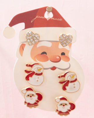 JANE MARIE KIDS SANTA SNOWMAN STUD PACK