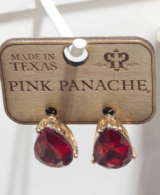 237 PP RED TEARDROP STUD GOLD TRIM