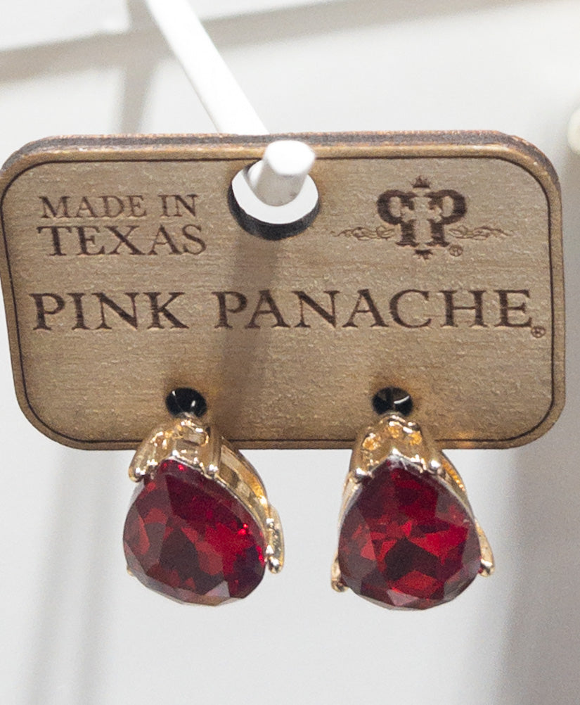 237 PP RED TEARDROP STUD GOLD TRIM