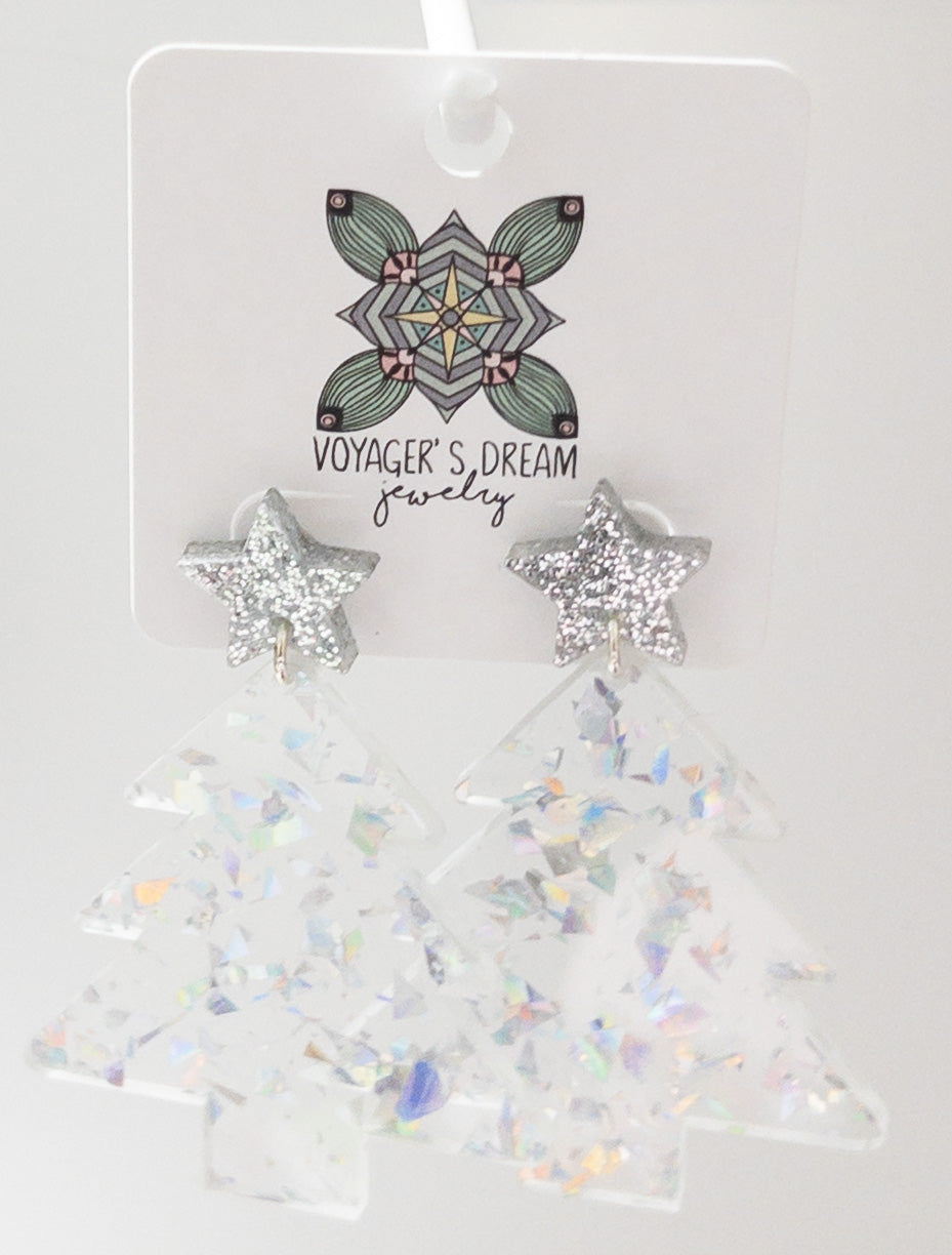 CLEAR SILVER STAR POST TREE VOYAGER’S DREAM JEWELRY