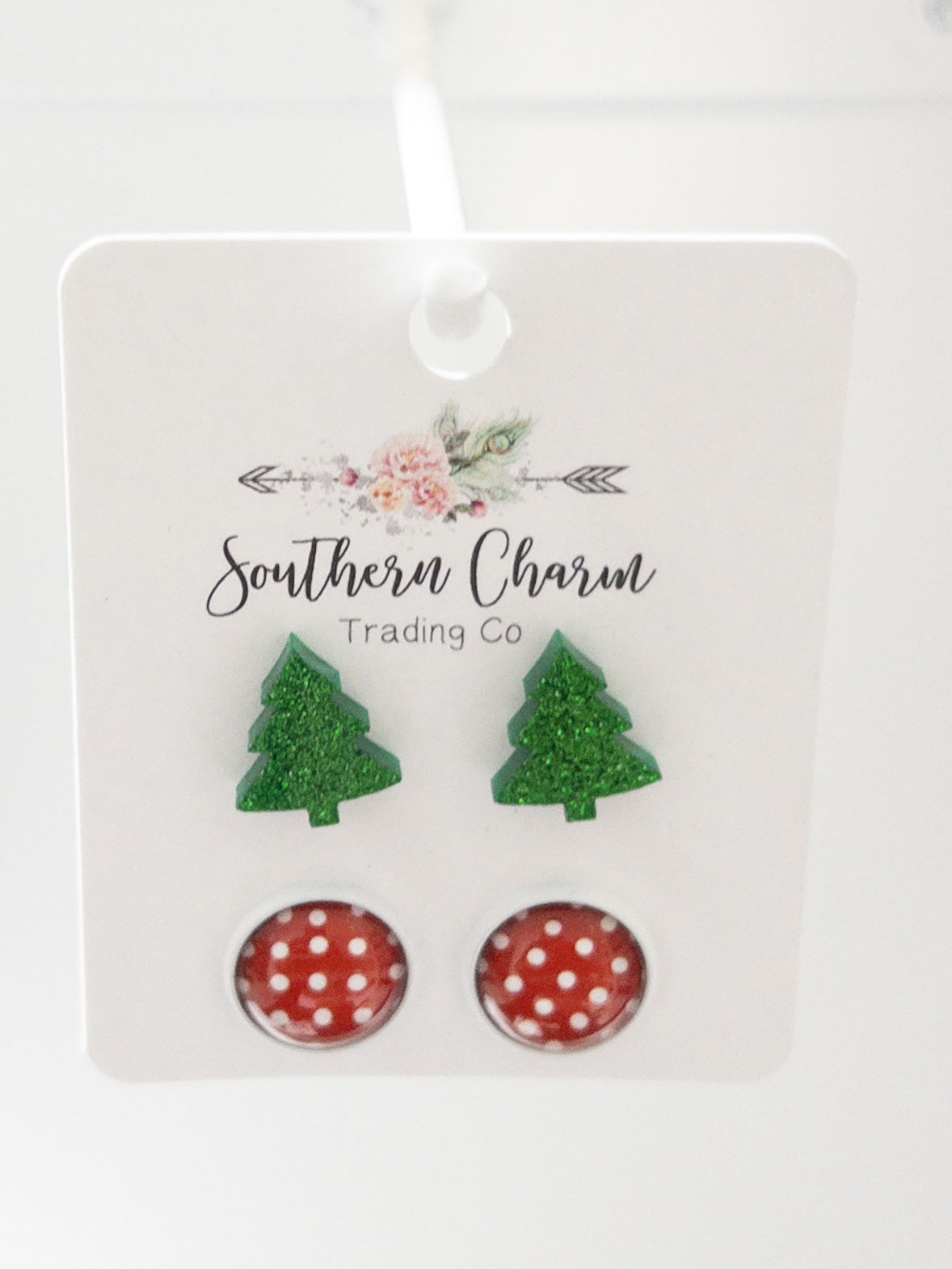 SOUTHERN CHARM CHRISTMAS TREE POLKA STUD SET