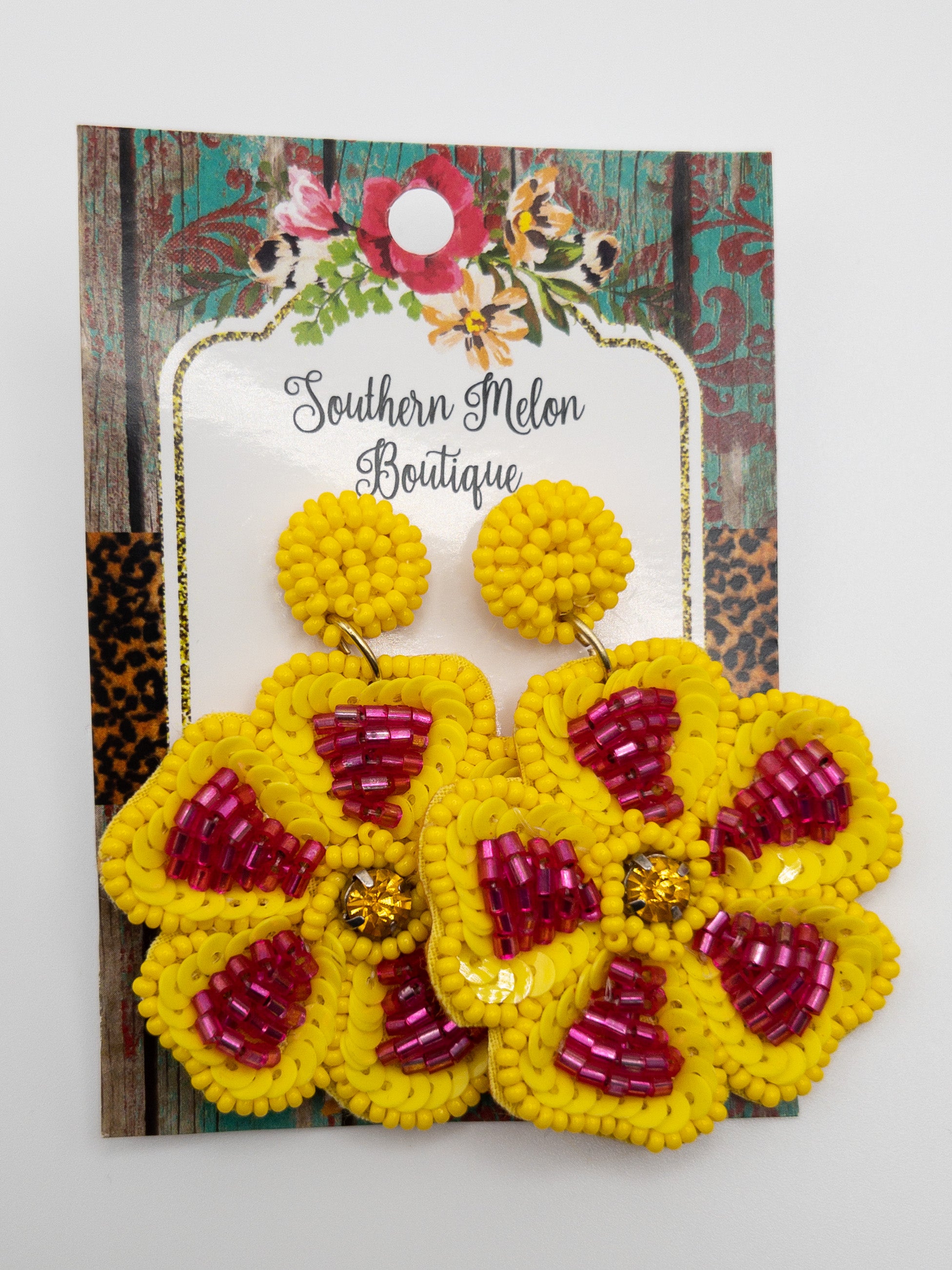 SANDY FLORAL BEADED DANGLES