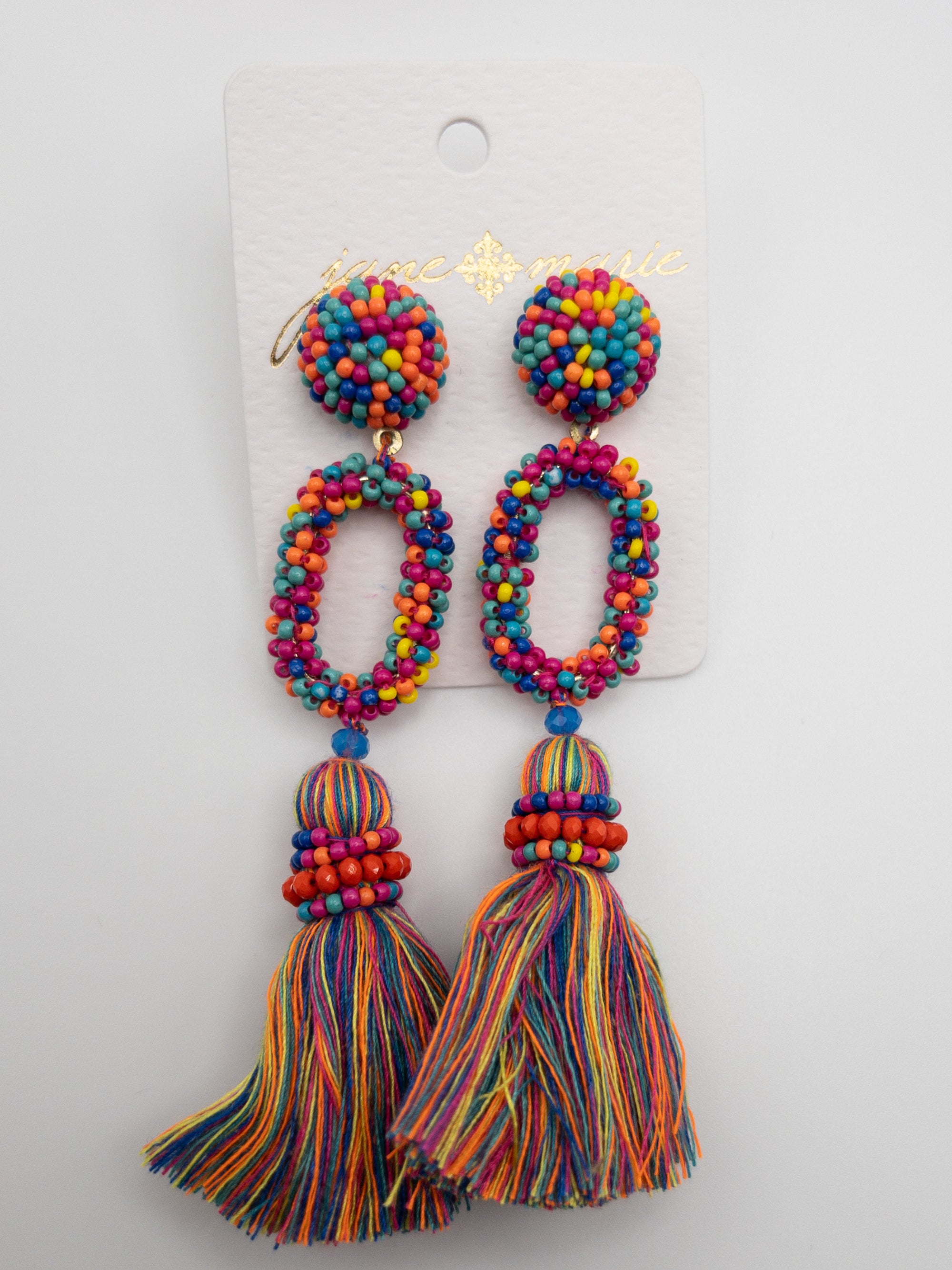 JANE MARIE BEADED EARRINGS 3 TIER MULTI