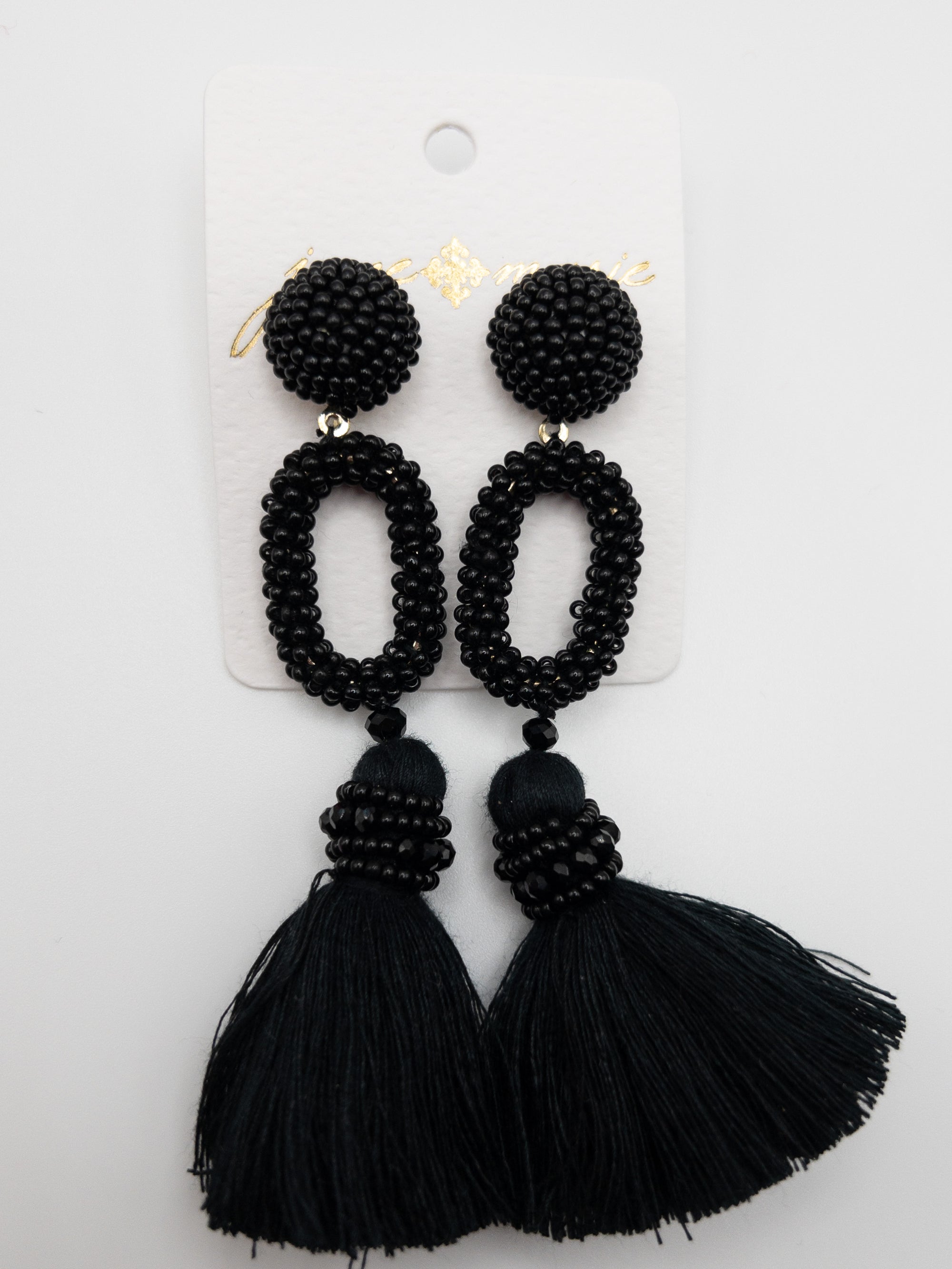 JANE MARIE BEADED EARRINGS 3 TIER BLACK