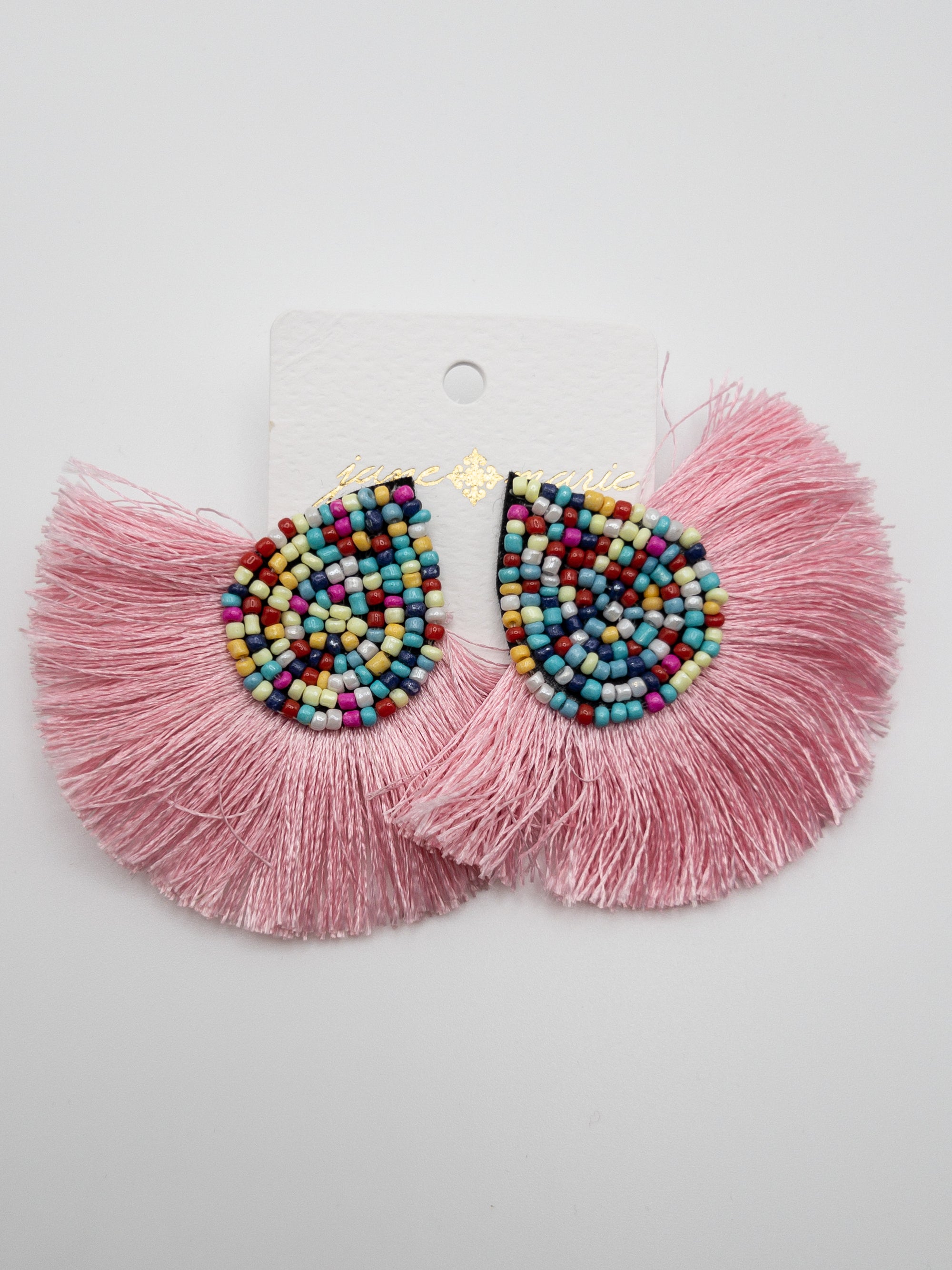 JANE MARIE BEADED EARRINGS MULTI FEATHERED POST