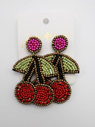 JANE MARIE BEADED EARRINGS CHERRIES DROP