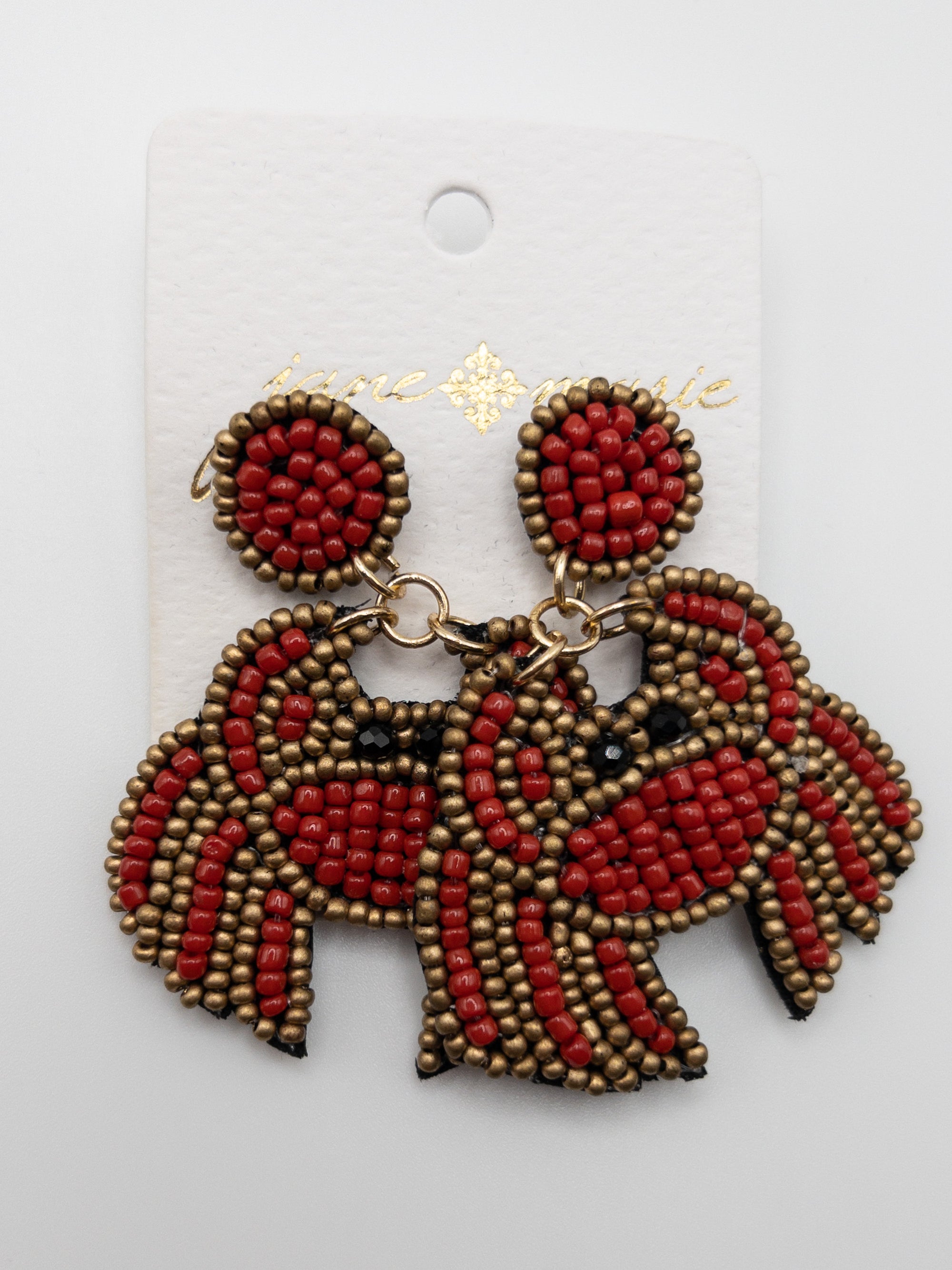 JANE MARIE BEADED EARRINGS RED CRAB